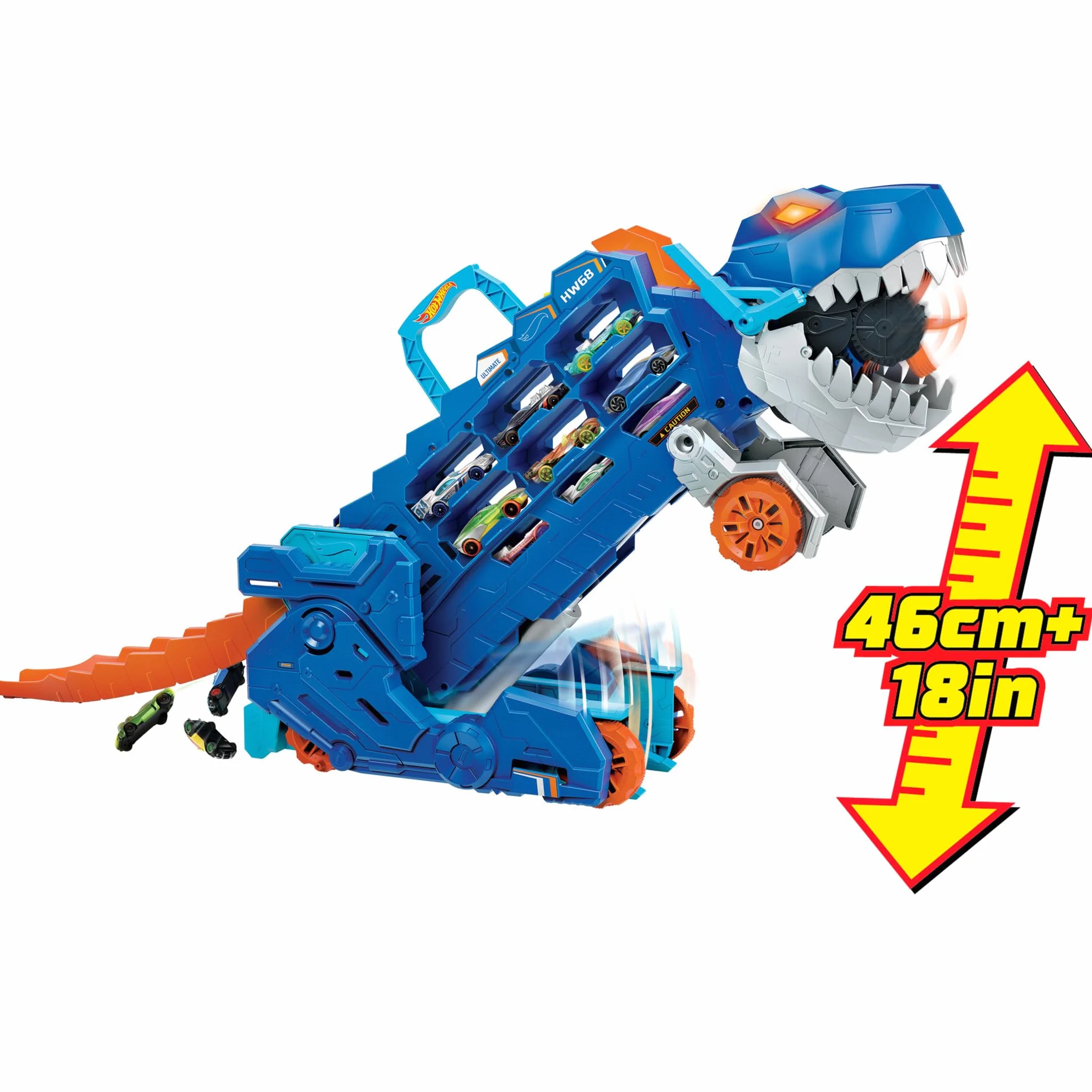 Hot Wheels Let’s Race Netflix Camion City Transporteur T-Rex Qui Se Cabre Piste Course Lumières Sons Jouet Enfant 3 Ans HNG50