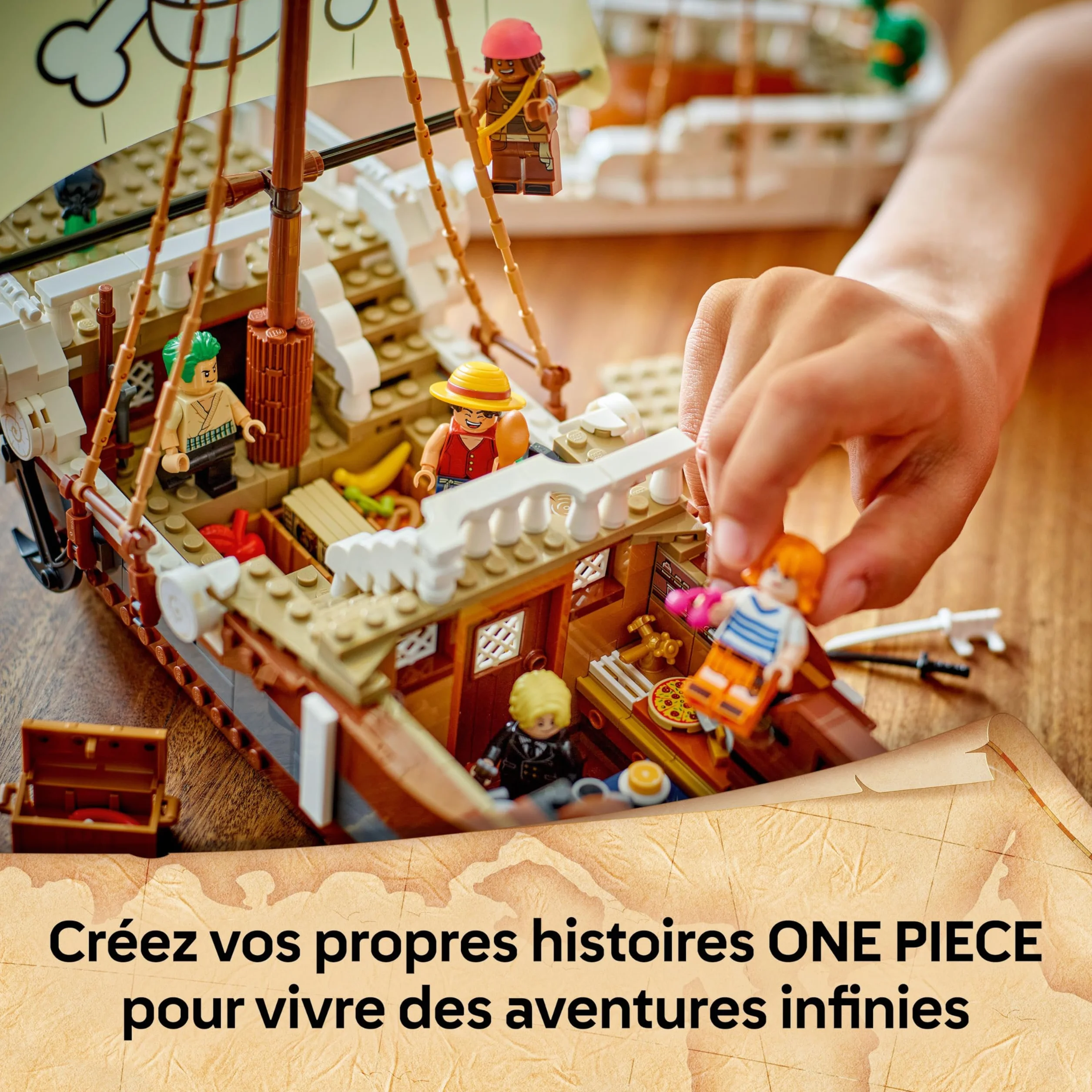 LEGO One Piece Le Bateau Pirate Vogue Merry Jouet Bateau Maquette avec 5 Minifigurines Luffy Zoro Nami Cadeau Anime 10 Ans