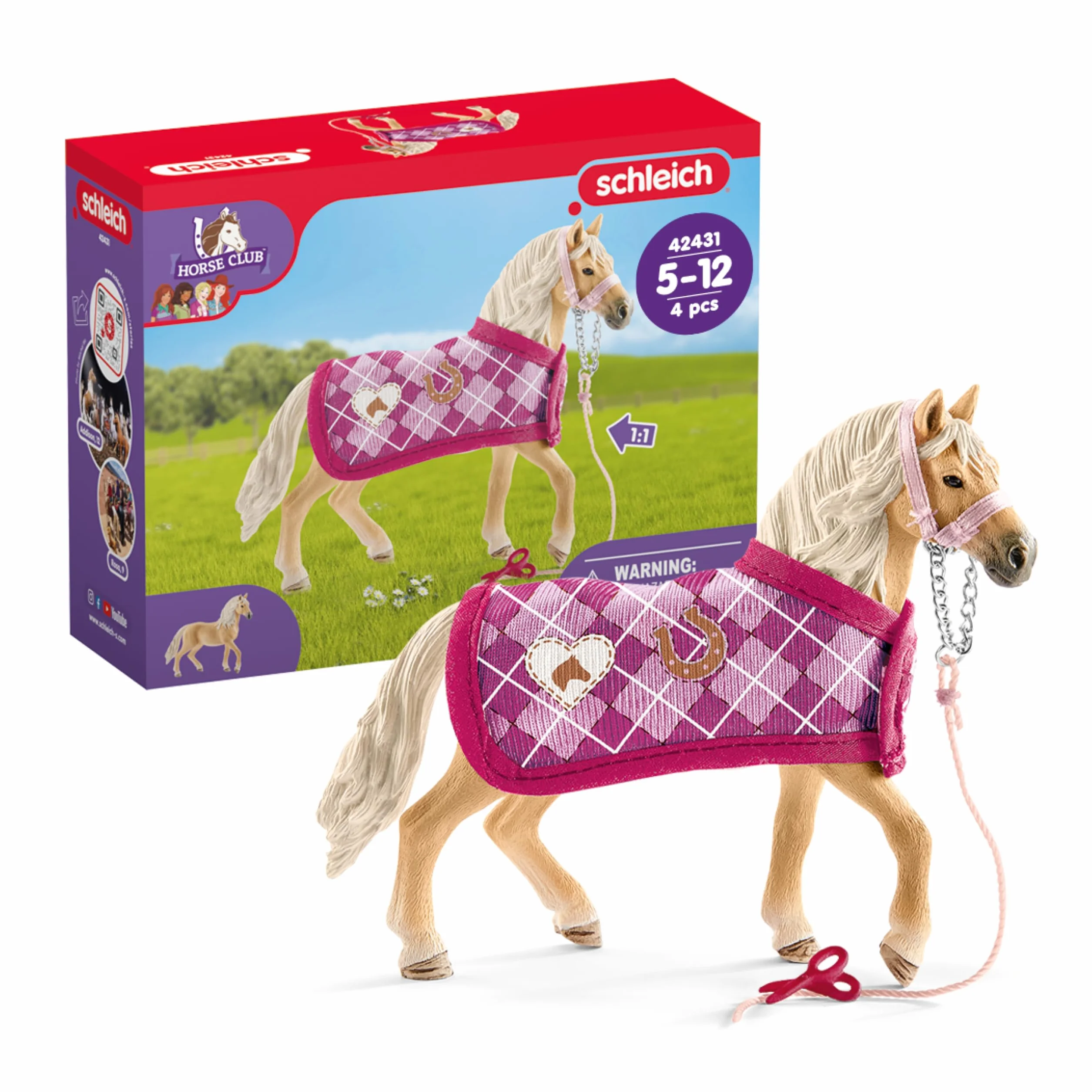 Schleich Horse Club Sofia's Accessoires de Mode pour Chevaux 42431 Set Cheval Couverture Longe Ciseaux Jouet 4 pièces