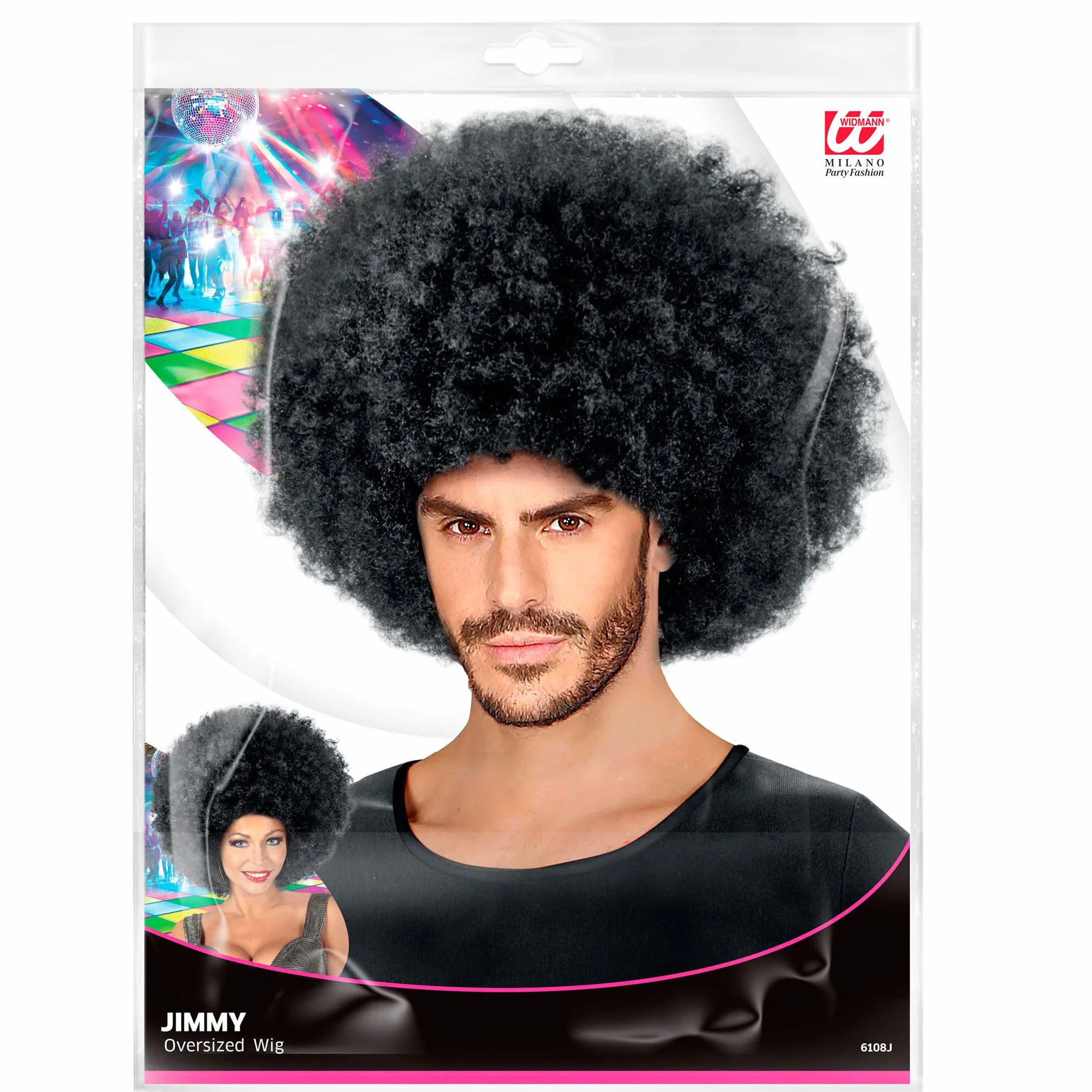 W WIDMANN MILANO Perruque Jimmy noir bouclée maxi carnaval fête à thème