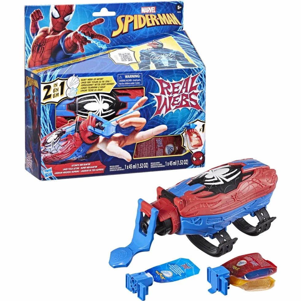 Star Wars Marvel Spider-Man Real Webs Lance-Toile Ultime Blaster 2-en-1 Jouet de déguisement Rouge et Bleu