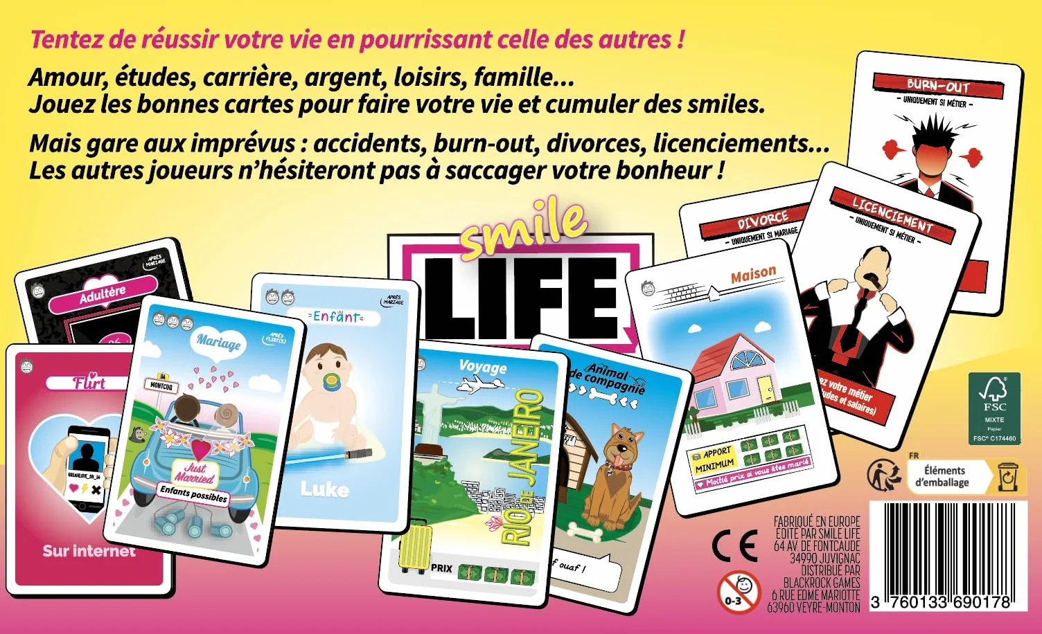 Blackrock Games Smile Life Jeu d'ambiance dès 12 Ans 2 à 6 Joueurs