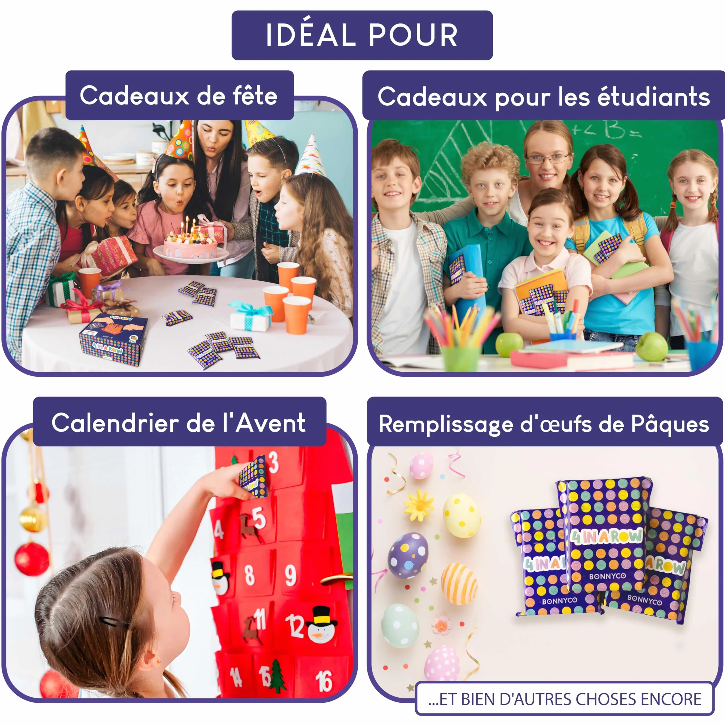 BONNYCO 4 en Ligne Pack 16 Mini Jeux de Société Voyage Enfants 3-12 Ans Cadeau Anniversaire