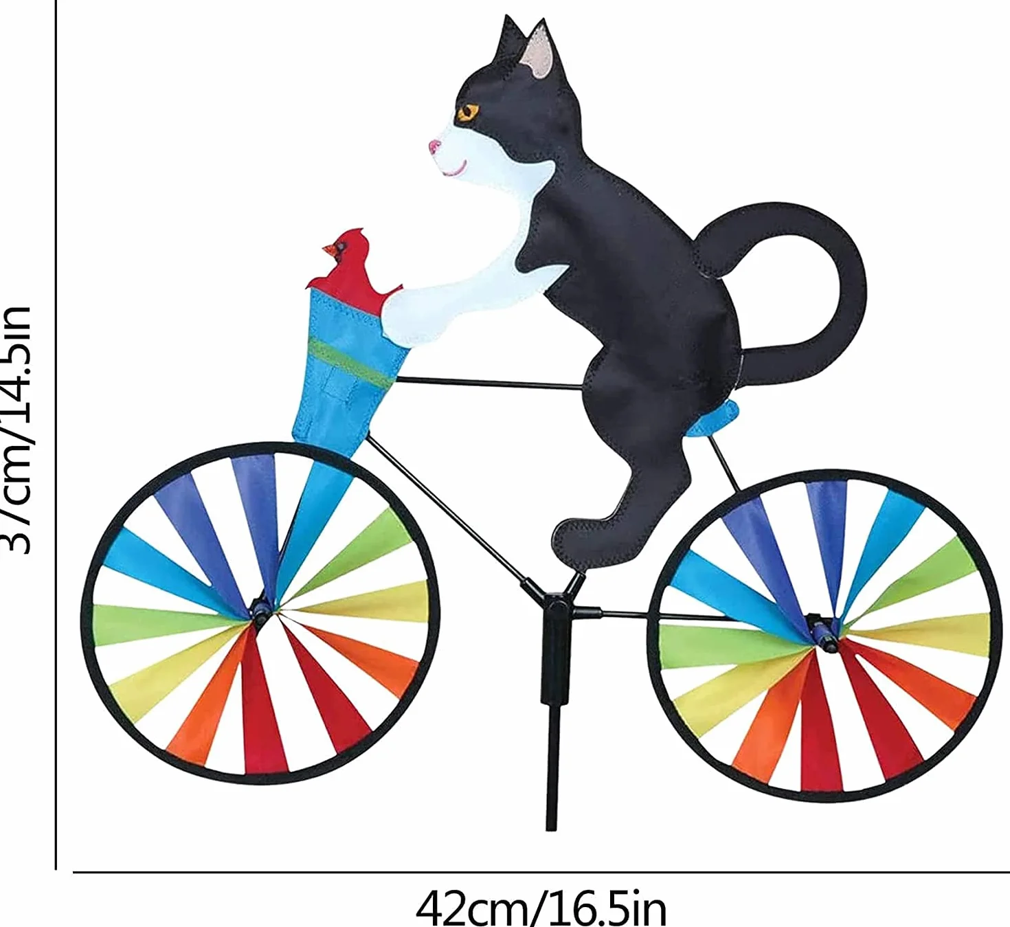 Lot de 3 moulins à vent vélo 3D chien chat décoration extérieure
