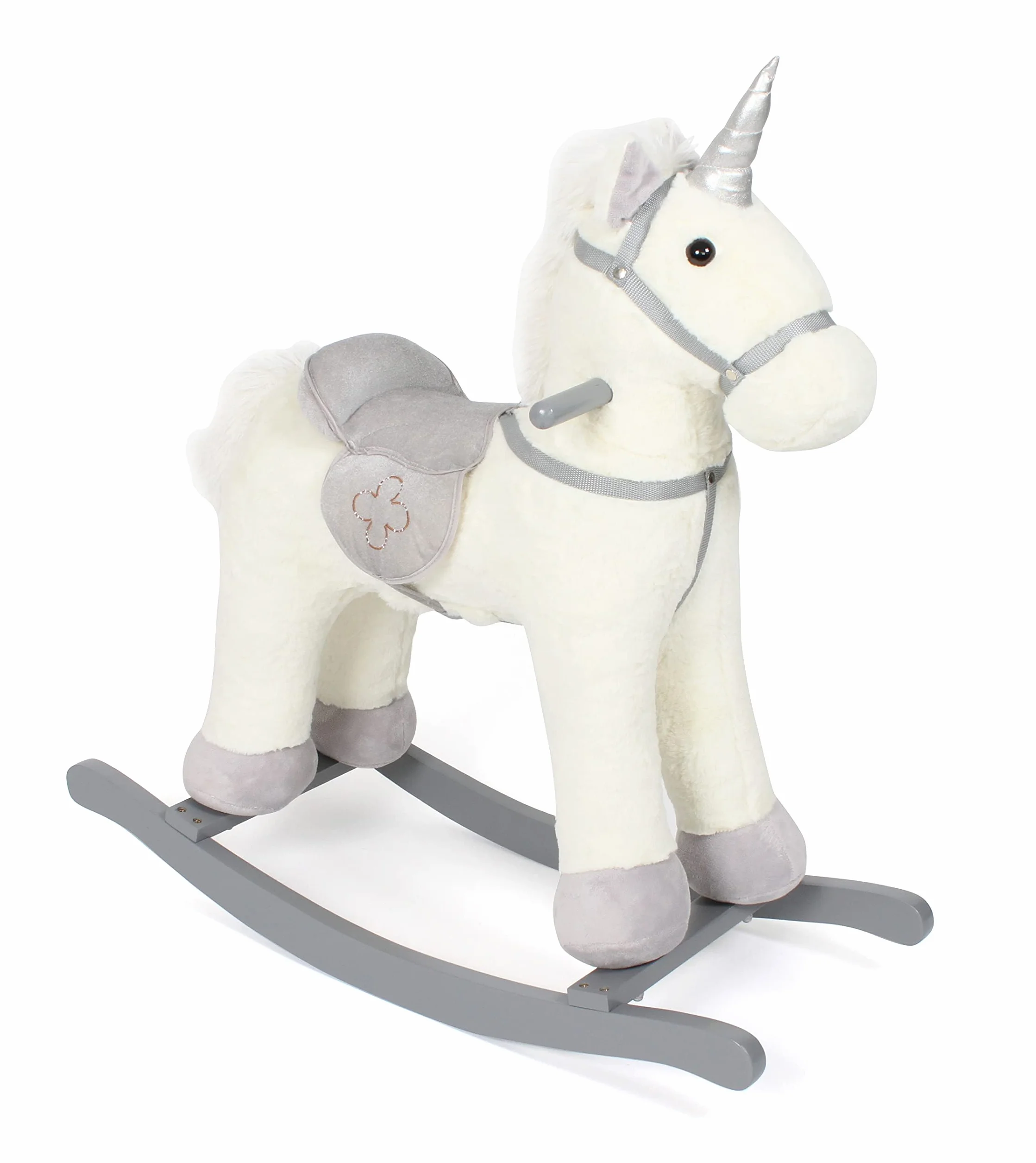 Bayer Chic 2000 Licorne à Bascule, Hauteur de la Selle 46 cm, Peluche Beige-Gris