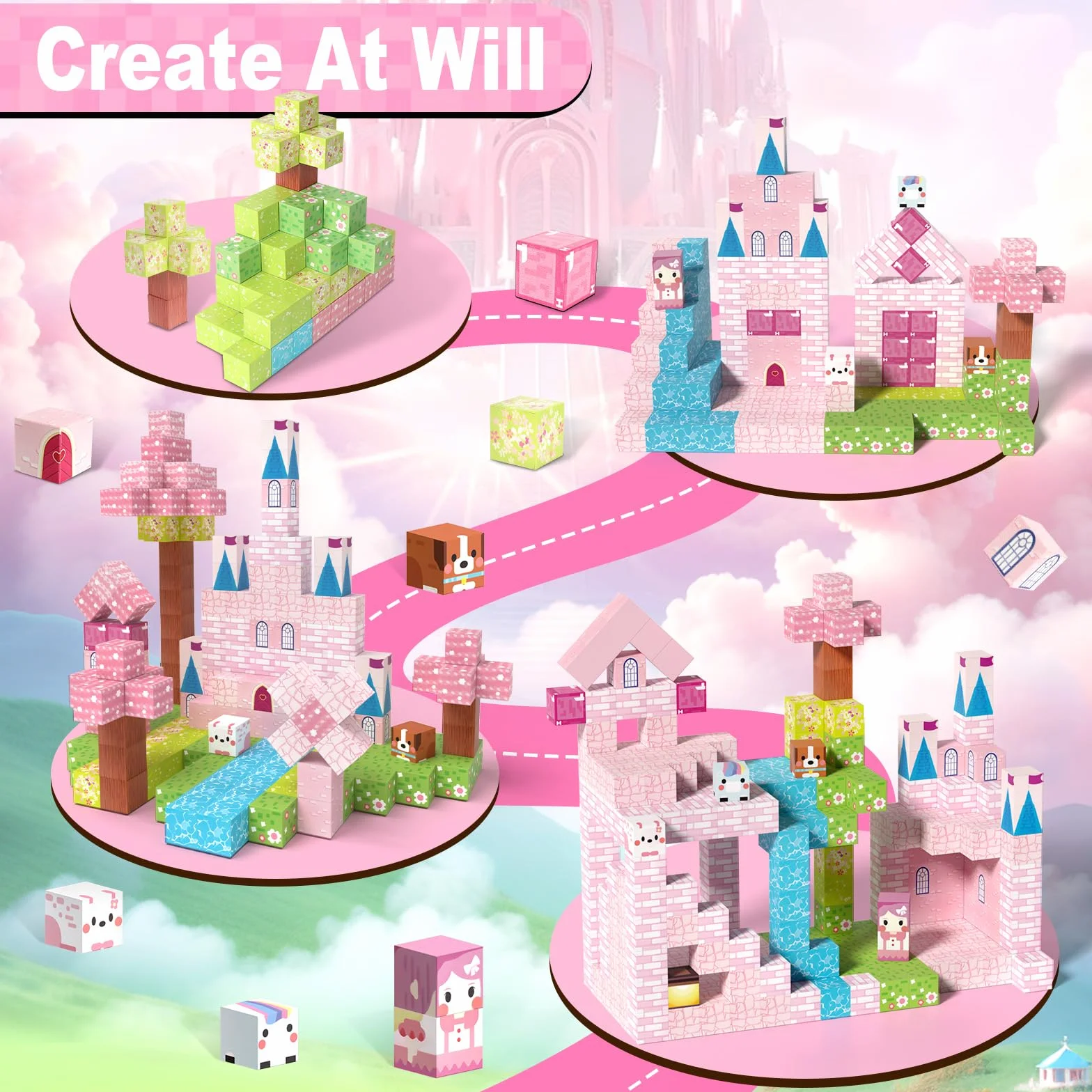 Blocs de Construction Magnétiques 150 Pièces, Cube Magnétique Jouet STEM Montessori pour Enfants 3+