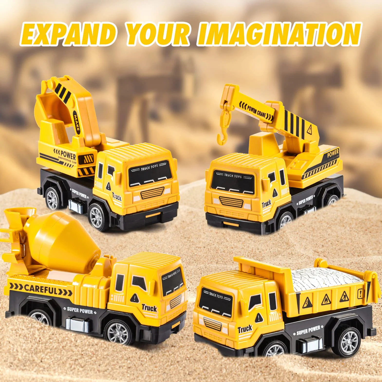 EUCOCO Camion Jouet Enfant 1-6 Ans, Cadeau Garçon, Petite Voiture Jaune