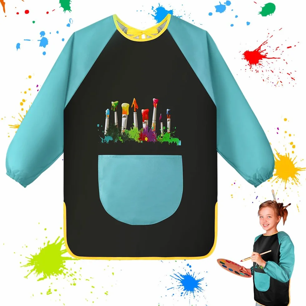 OSDUE Tablier Peinture Enfant Imperméable Manches Longues 7-12 ans avec Poches