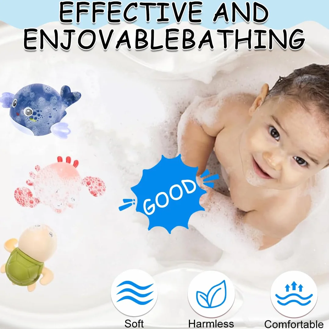 Jouet de Bain Bébé 4 Pièces Animaux Flottants à Remonter Piscine