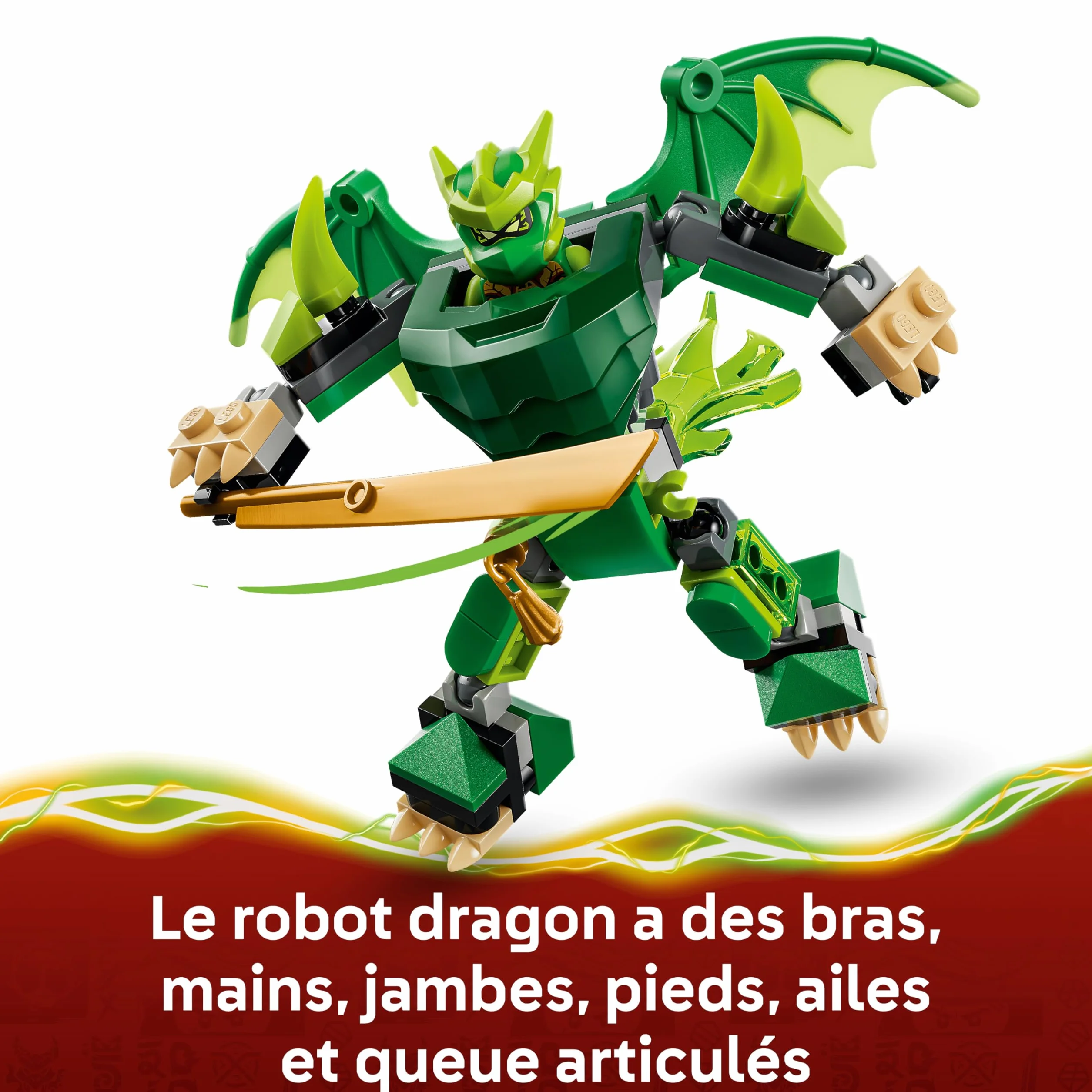 LEGO Ninjago Pack de Combat Robot Dragon de Lloyd Jouet Ninja Figurine 3 Minifigurines Katanas Cadeau Garçon 6 Ans 71862