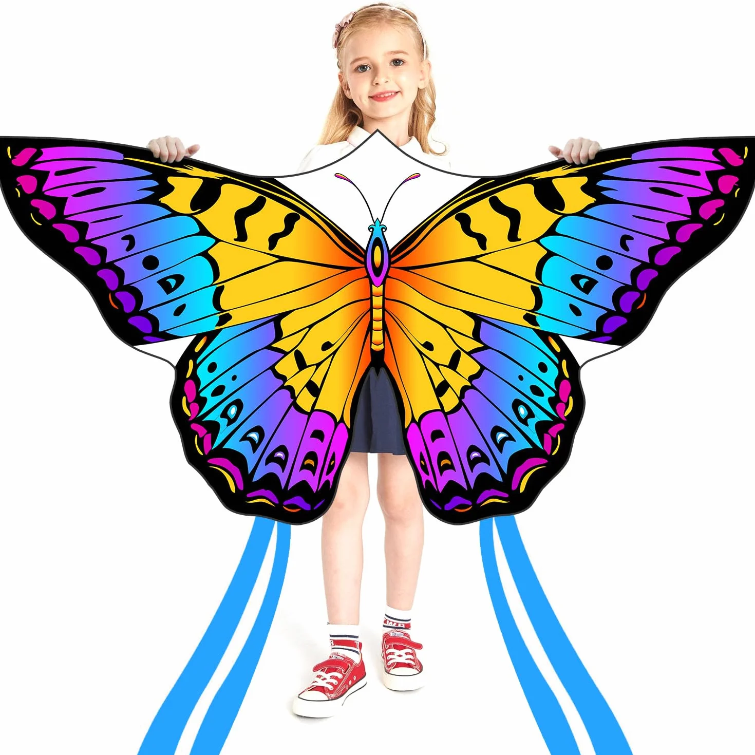 HONBO Cerf-volant papillon 139,7 x 71,1 cm pour enfants débutants avec poignée