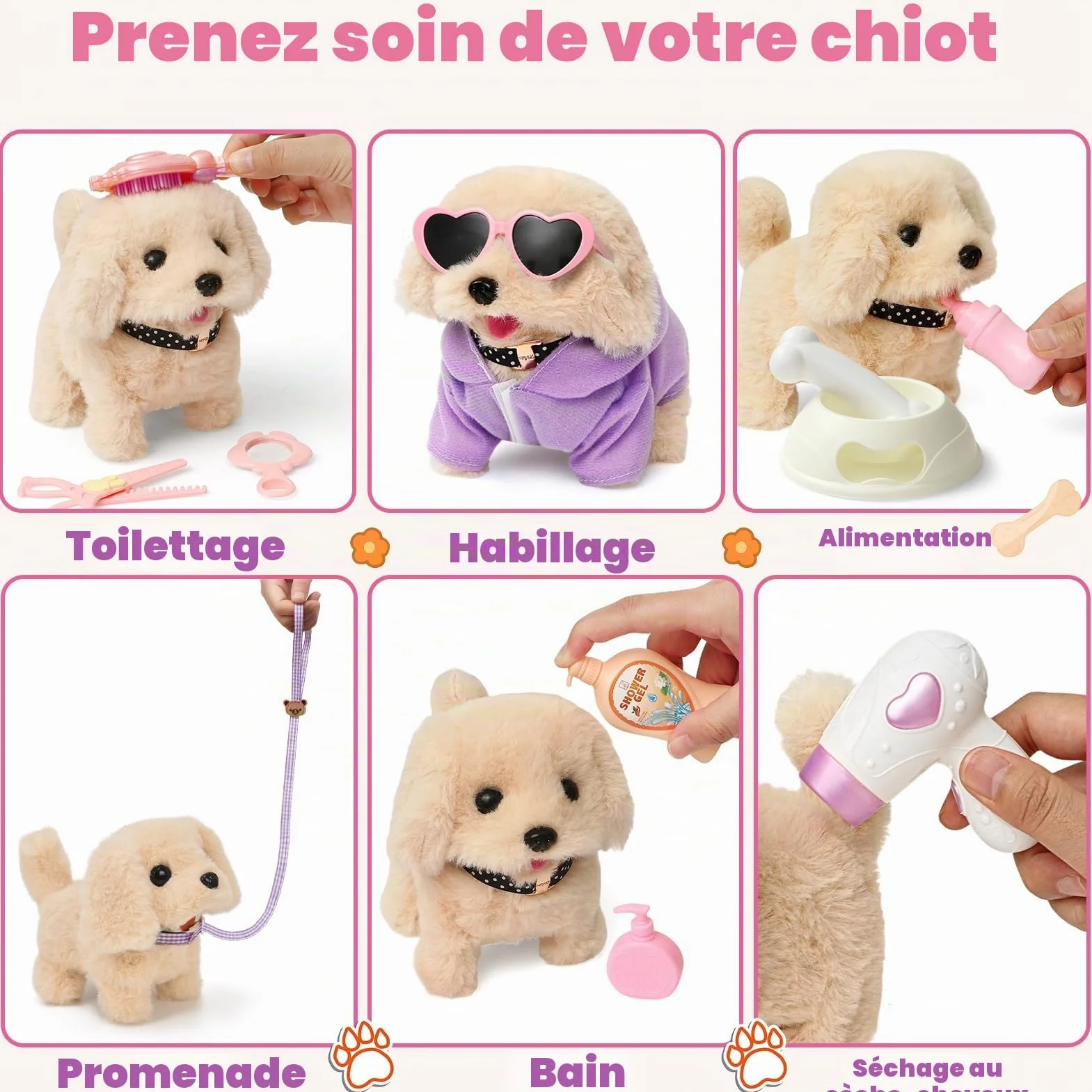 Tacobear Chien Robot Interactif Qui Marche et Aboie avec Mallette de Transport, Jouet Électronique pour Enfant 3-6 Ans