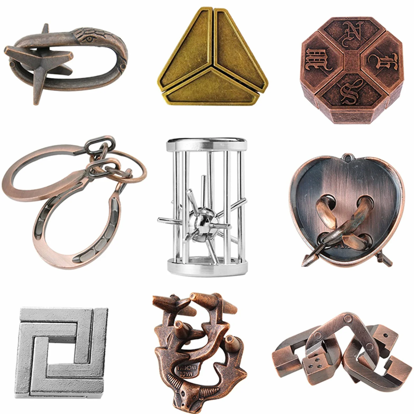 Casse Tete Metallique 9 Pièces Jeux Casse Tête Metal IQ Puzzle Set