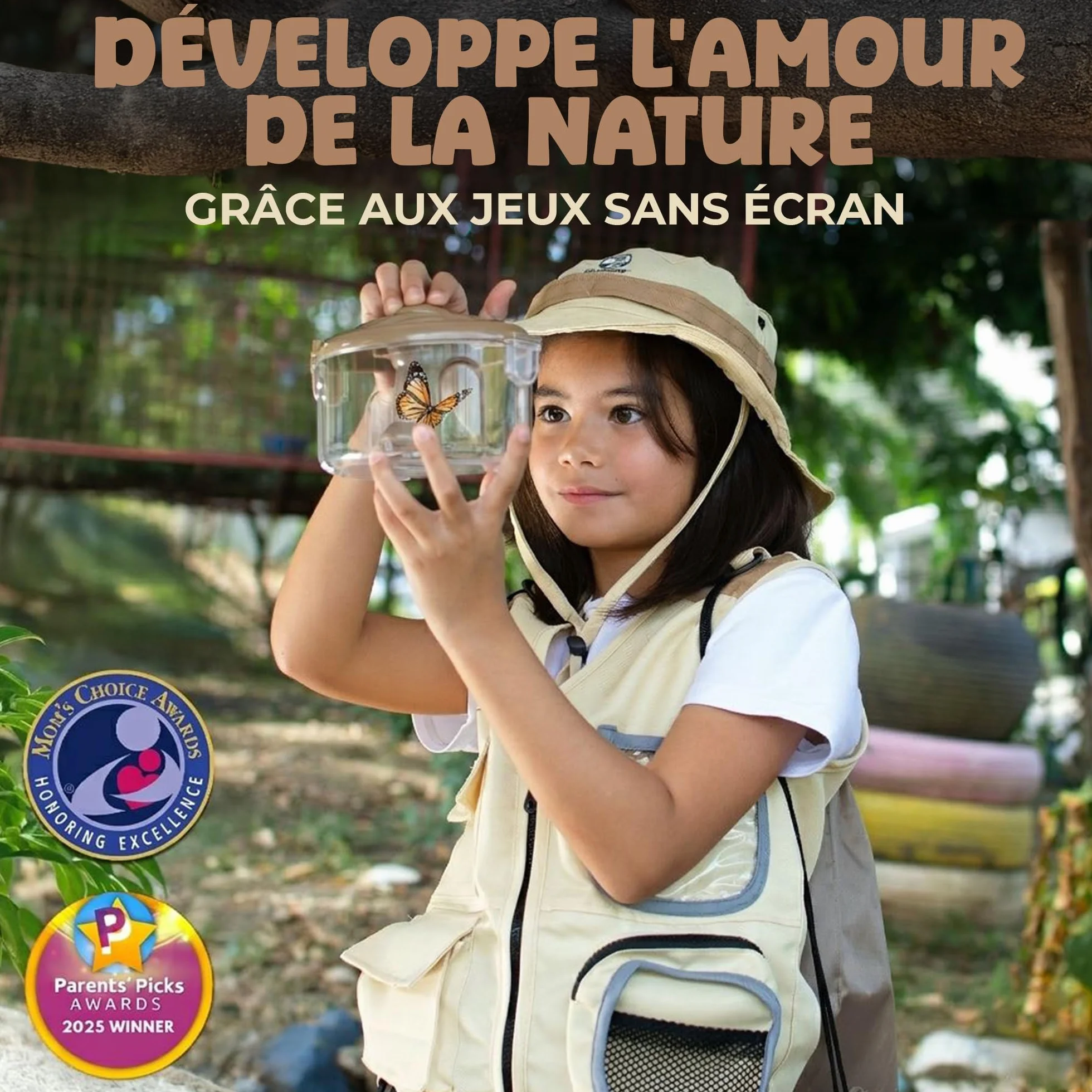 Kit Exploration Enfant Gilet Safari Chapeau Jumelles Boussole - Déguisement Aventurier Cadeau Garçons Filles 3-7
