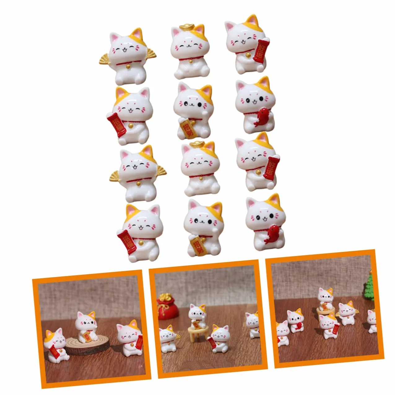 HEMOTON 36 Figurines de Chat Miniatures en Résine Maneki Neko Décor Jardin
