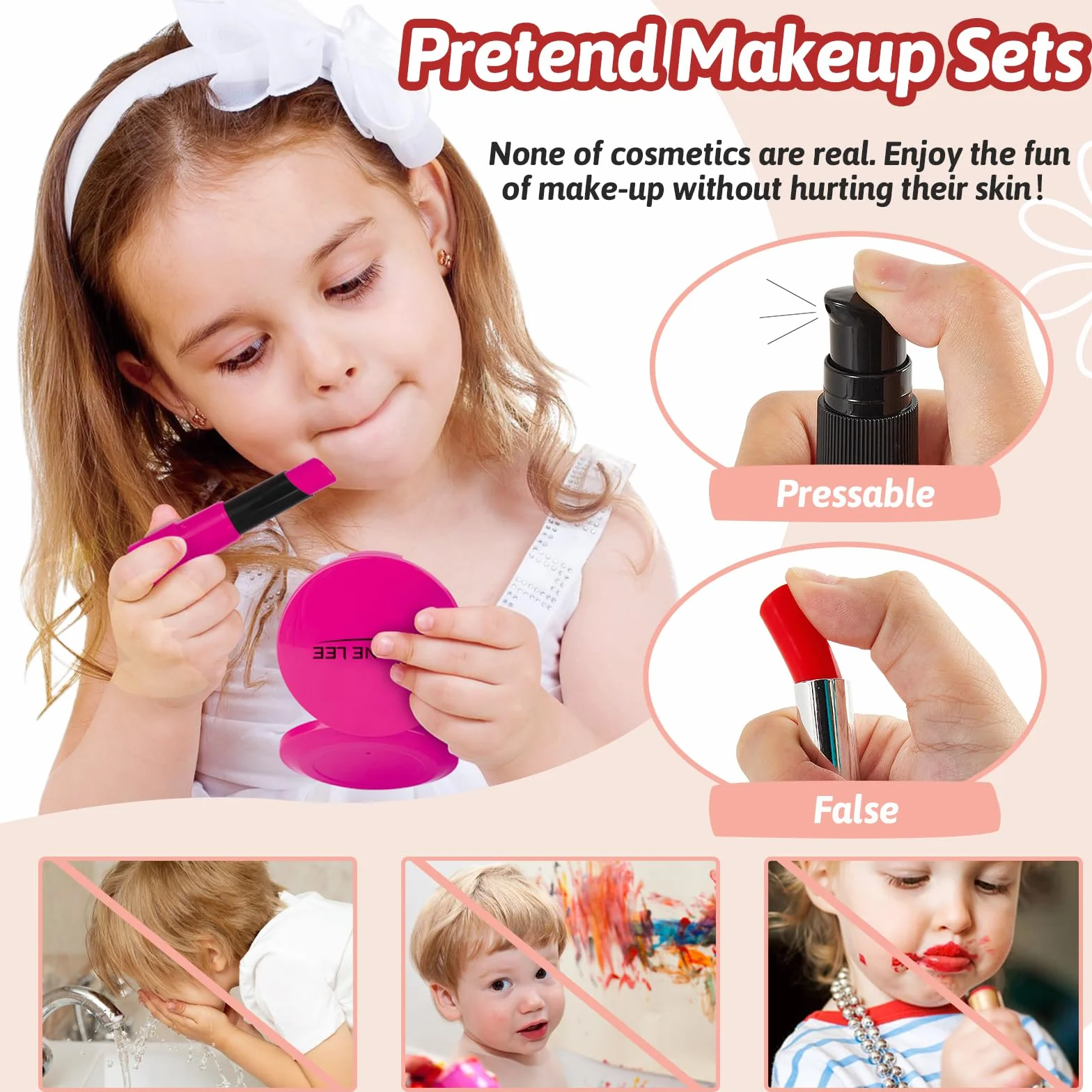 LINFUN KIDS Malette Maquillage Enfant Fille Jouet, Valise Maquillage Fille, Cadeau Anniversaire 3 4 5 6 Ans