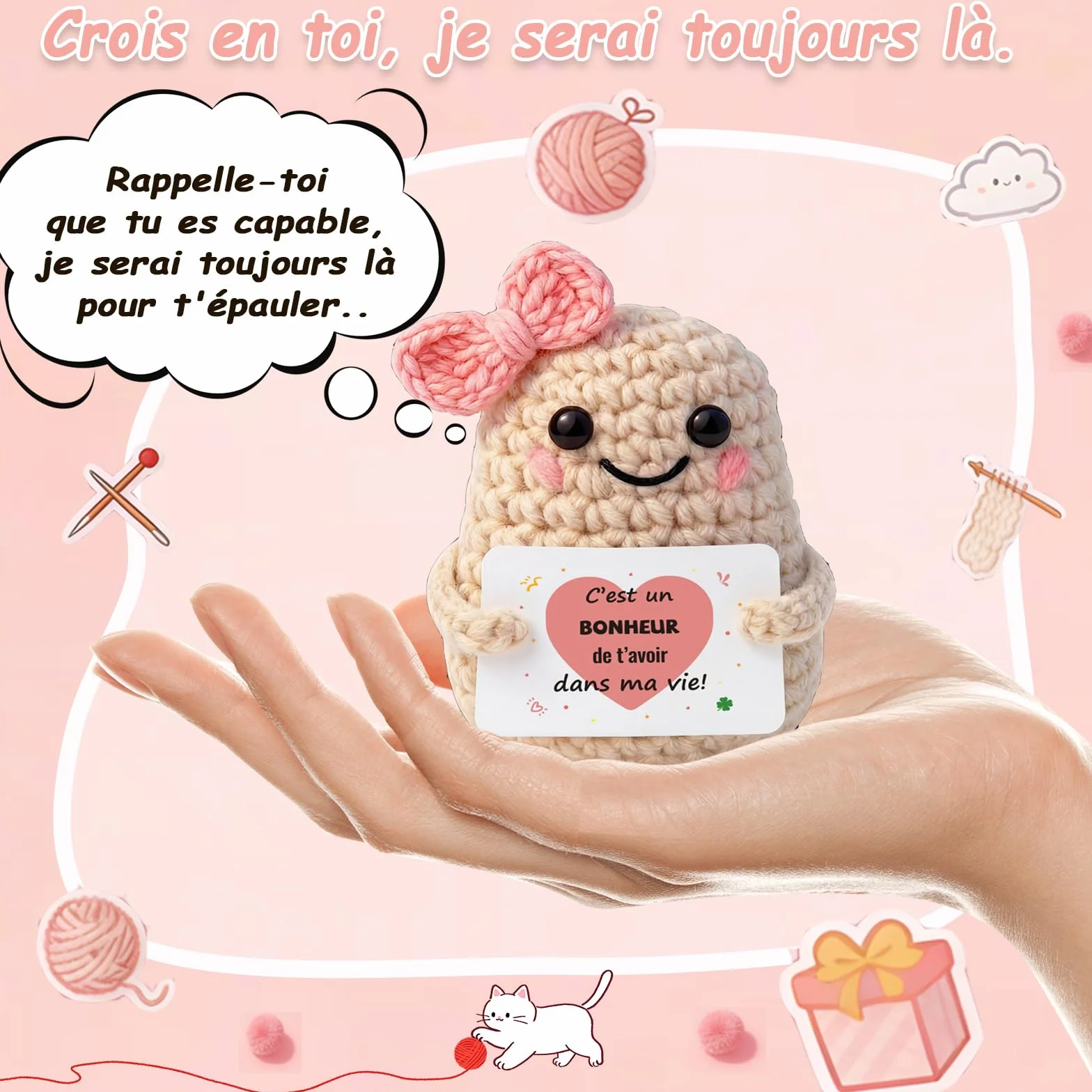 Poupées de Pomme de Terre en Français, Petite Patate Crochet avec Porte Clés, Cadeau Original Amusant