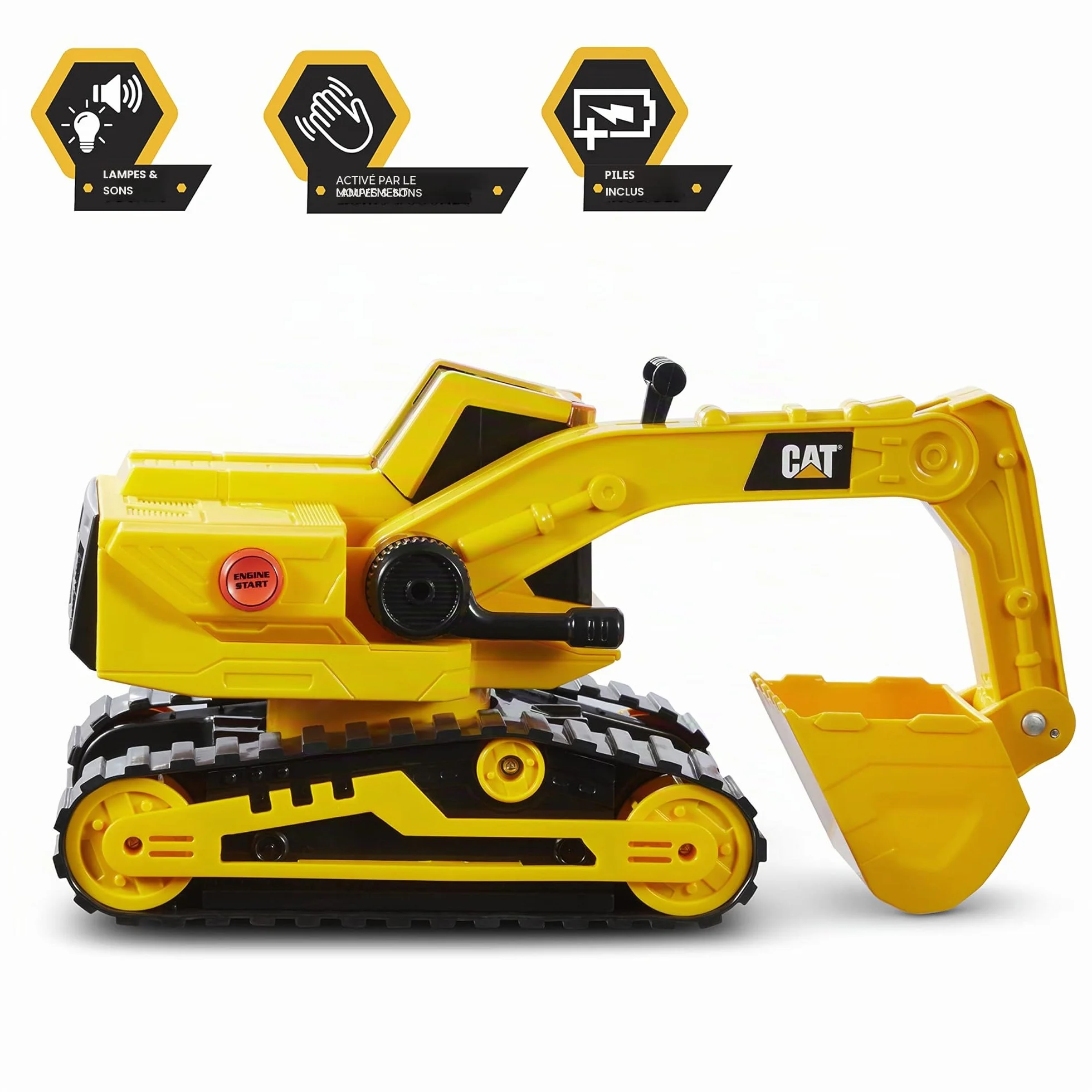 Excavatrice CAT 29,5 cm Enfant – Engin de Construction avec Lumières et Sons, Technologie de Contrôle du Mouvement, Jeu Interactif 3 Ans+