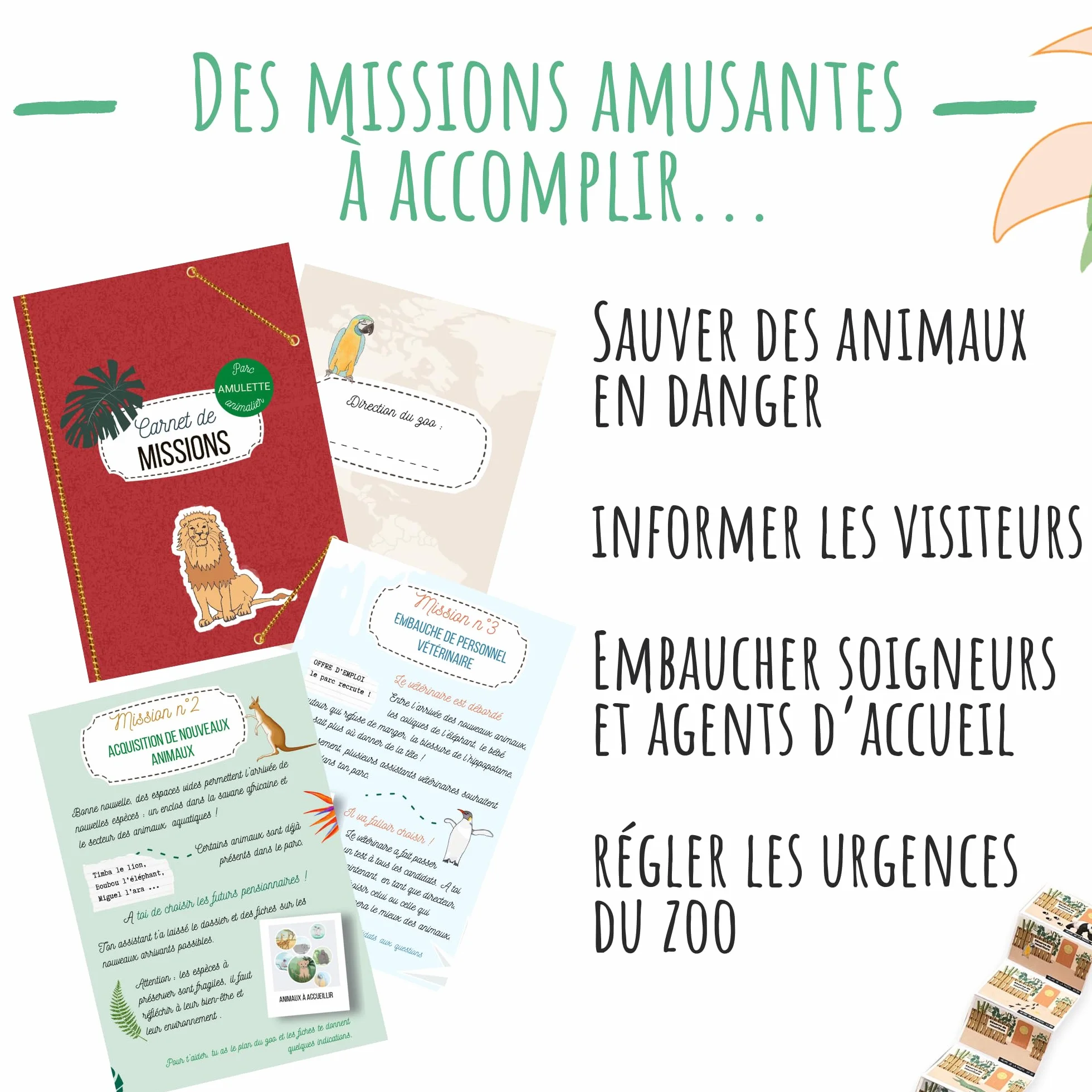 Kit Si J’étais en Mission au Zoo - Jeu Éducatif 6-10 Ans - 50+ Accessoires - Parc Animalier - Fabriqué en France MZOO