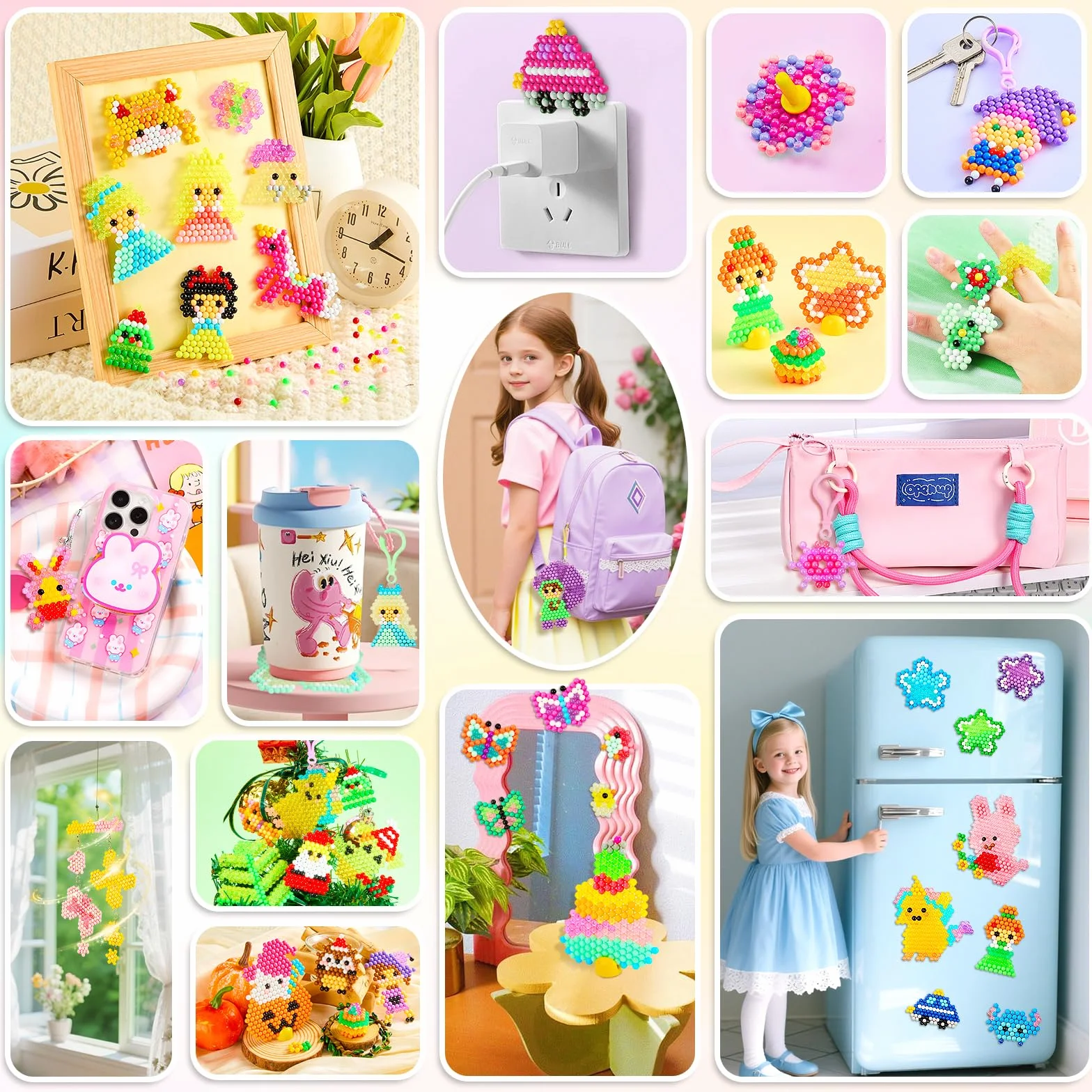 Besdiyart Perles d'eau paillettes enfants set recharge brillent dans le noir perles magiques bricolage