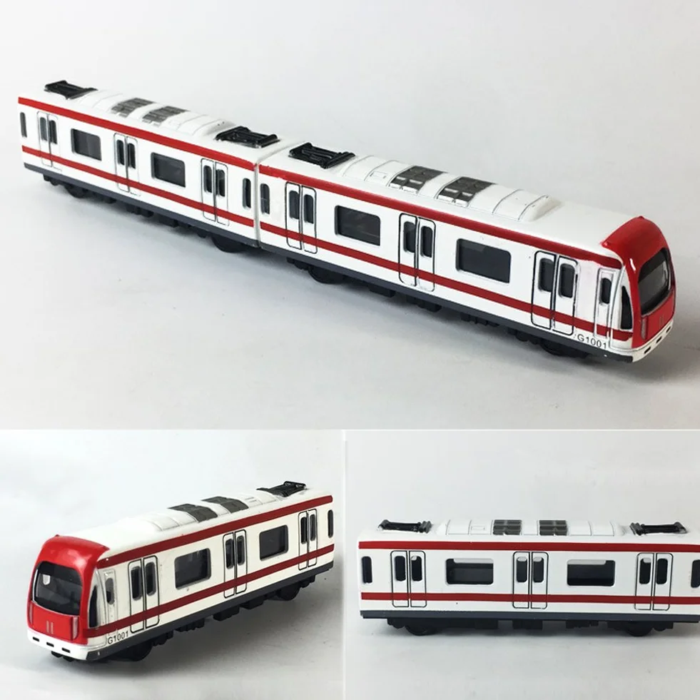 Modèle de Train en Alliage 1/64 Échelle Métro ToysPlay, 4pcs Set Blanc Rouge