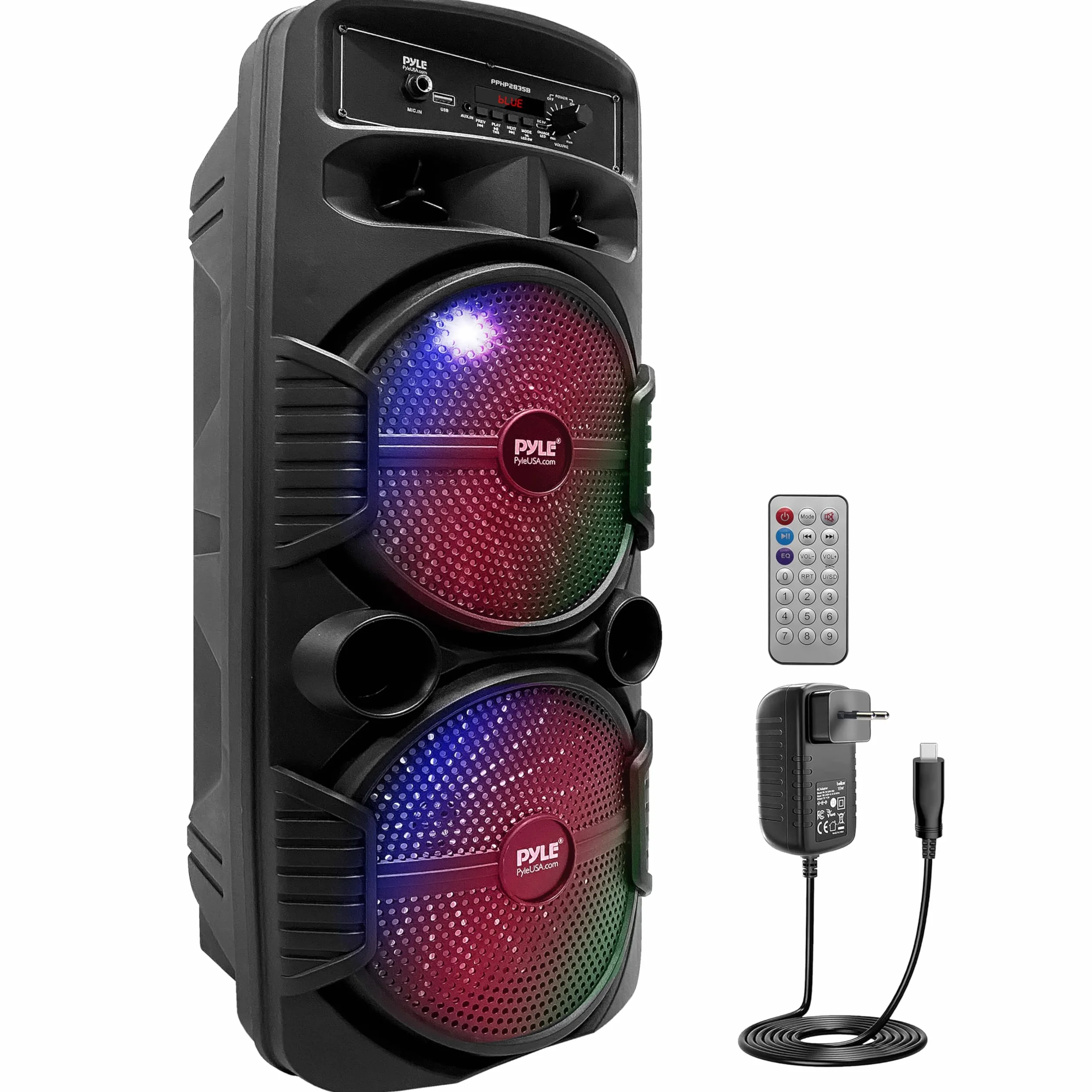 Pyle Enceinte Bluetooth Portable Extérieure 600 W Haut Parleur Sono Double Caisson de Basses Tweeter