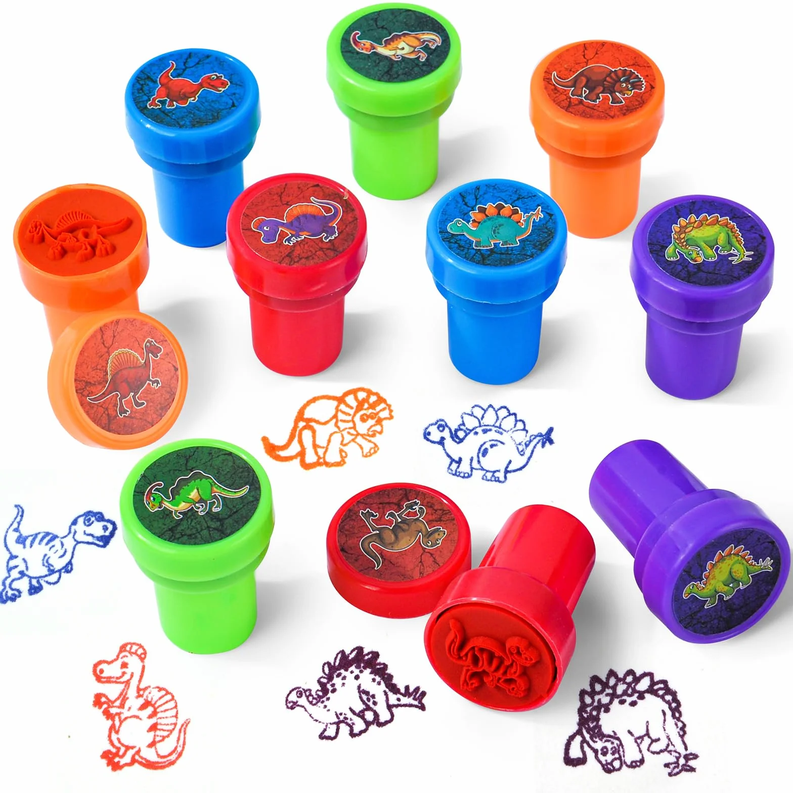 Tampons Dinosaure Animal Auto-Encreurs 10 Pièces pour Fêtes Scolaires
