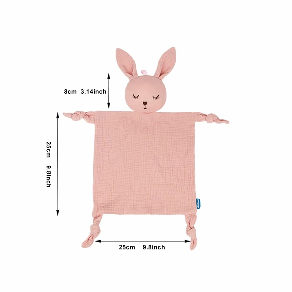 Doudou Ours pin Bébé Jouet de Dentition Doux Respirable Couverture Sensorielle Mouchoir en Coton
