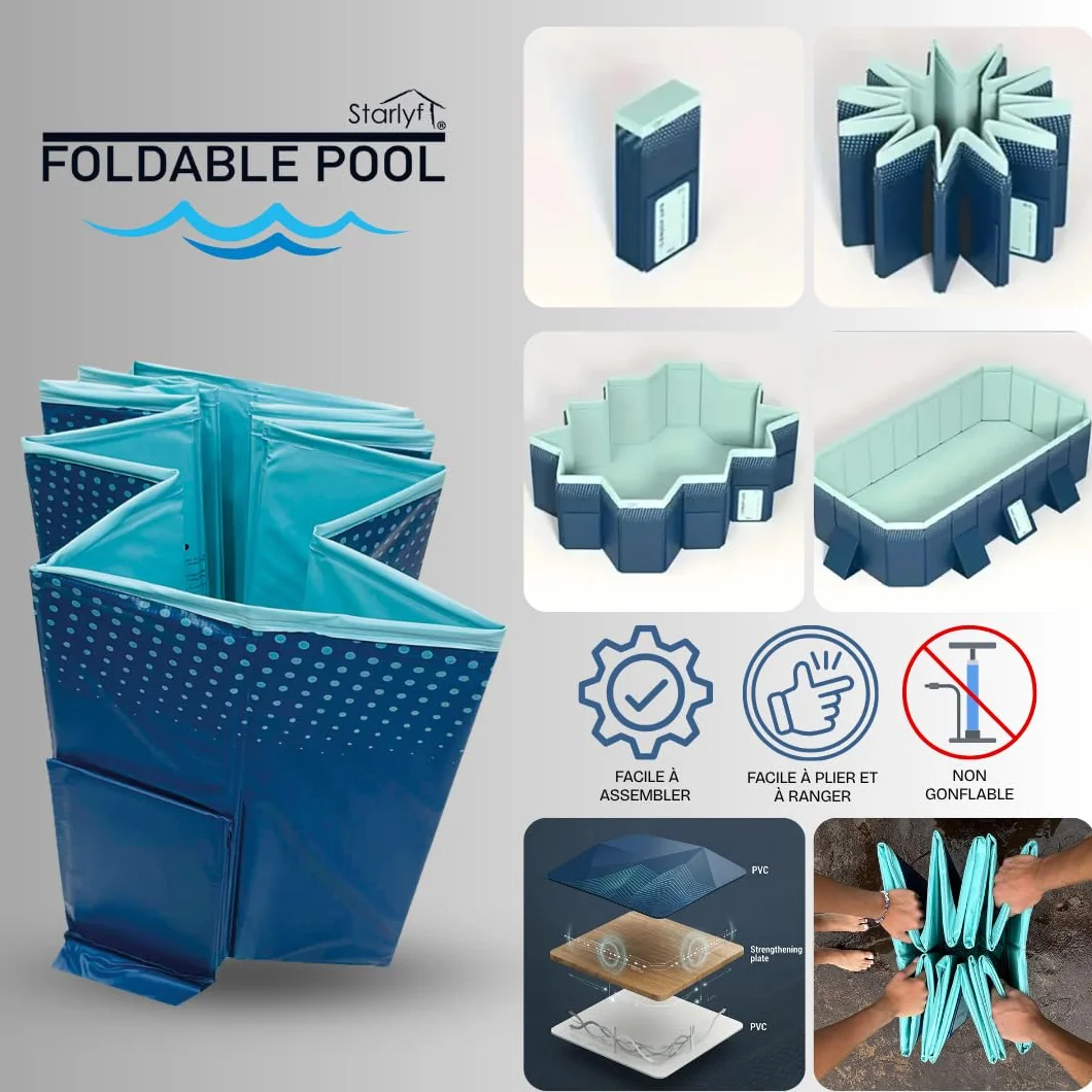 INDUSTEX Piscine Pliable 180 x 110 x 50 cm Portable pour Enfants et Adultes