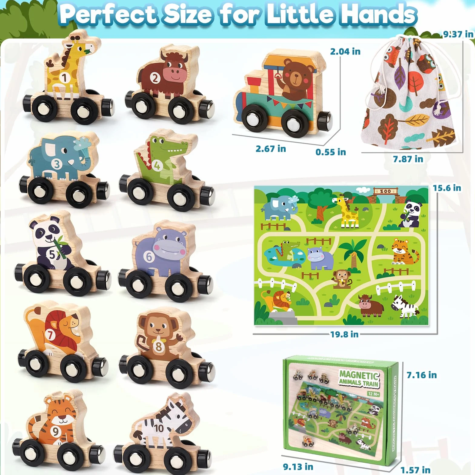 Jouet en Bois Magnetic Train Animaux de la Ferme Jeu Educatif Montessori 1 2 3 Ans Cadeau Fille Garçon