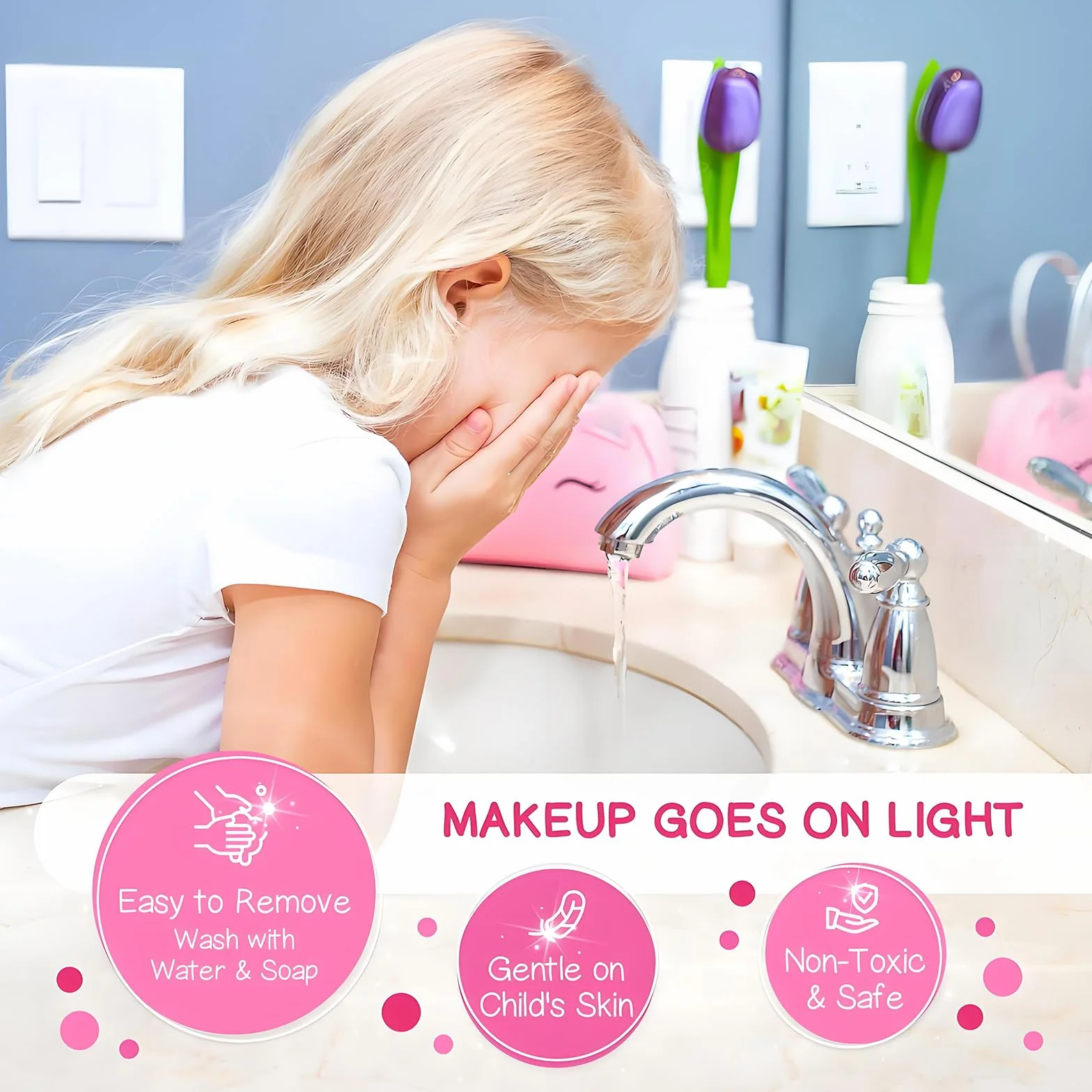 Coffret Maquillage Enfant Non Toxique Lave-Able Halloween Princesse DIY Filles 18 Couleurs