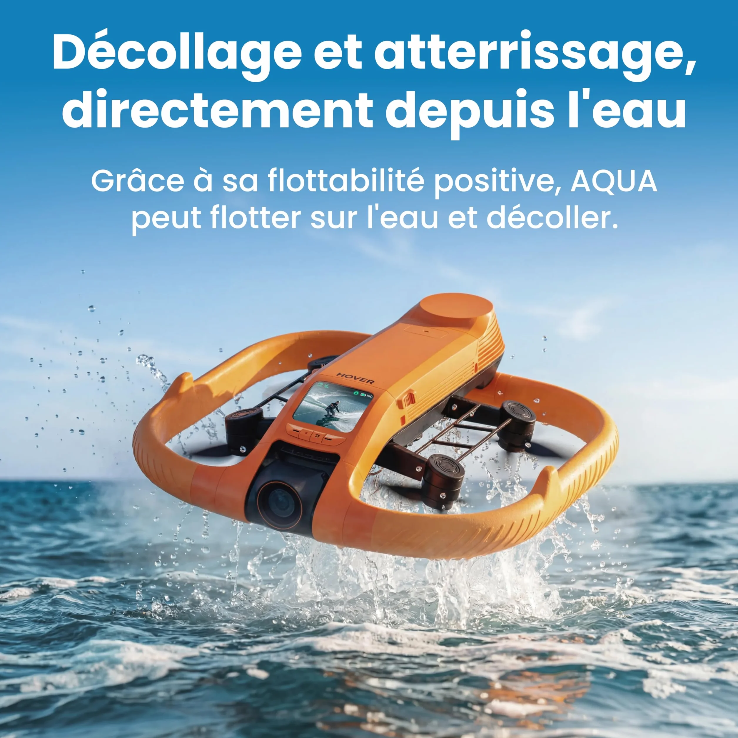 HOVERAir AQUA Caméra volante, drone suivi étanche IP67 avec caméra pour sports nautiques, 34mph, 10+ modes de vol, ralenti 4K 100ips, vidéo HDR, SmoothCapture 3.0 (Land & Sea Combo)
