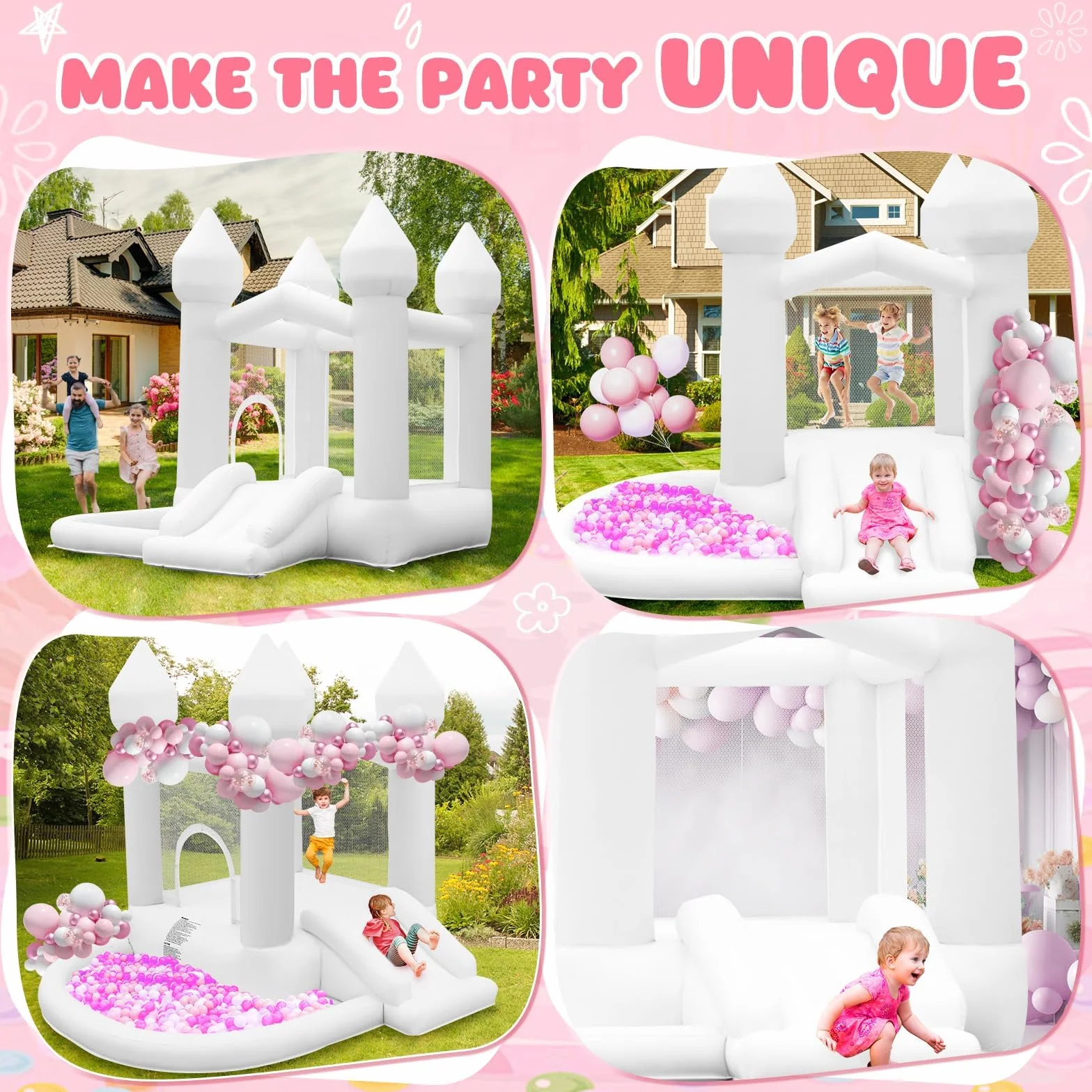 Château Gonflable avec Toboggan et Piscine à Balles pour Enfants 3-10 Ans 140KG