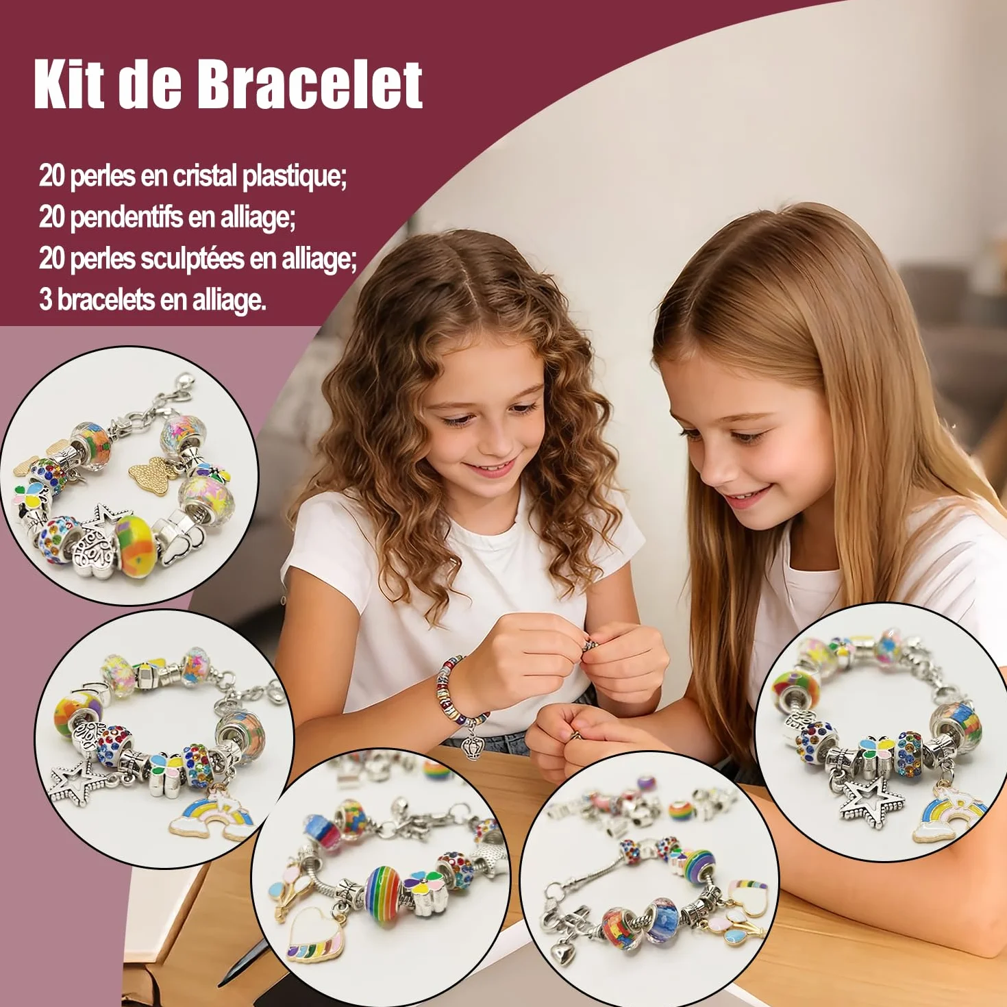 Kit de Strass Cheveux et Bracelet, Jouet Fille 5-12 Ans
