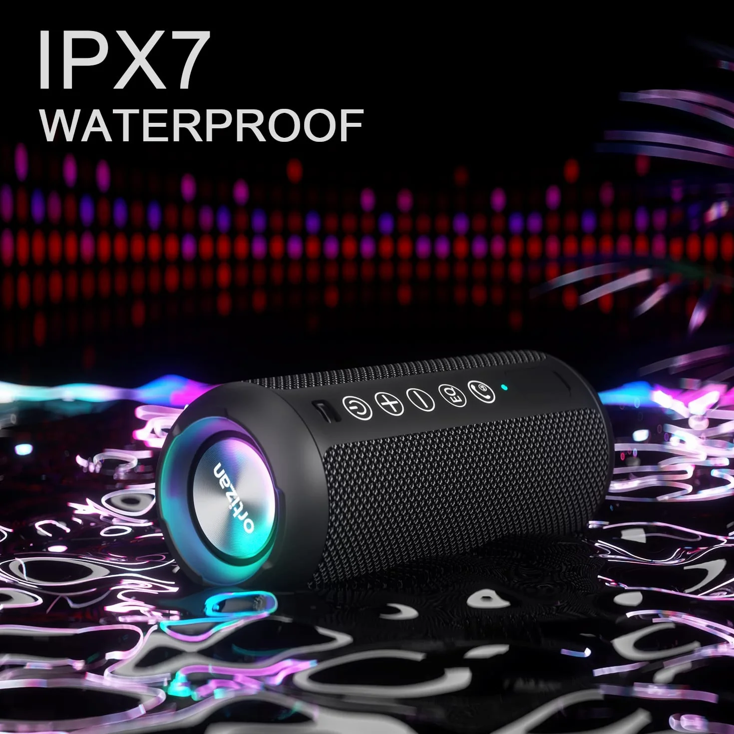 Ortizan Enceinte Portable Bluetooth 5.3 sans Fil IPX7 Subwoofer 360 Degrés Autonomie 30h