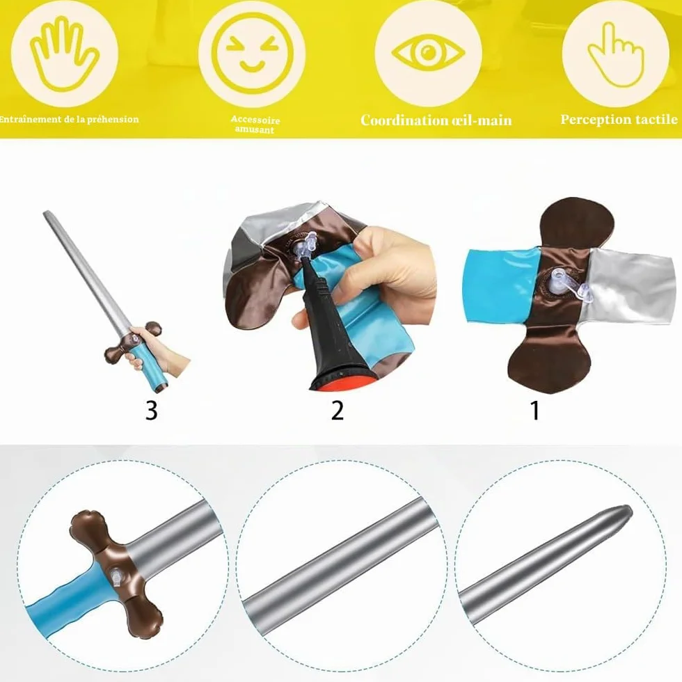 Épées Gonflables 60cm 12 Pièces Accessoires de Fête Pirate Cosplay Halloween