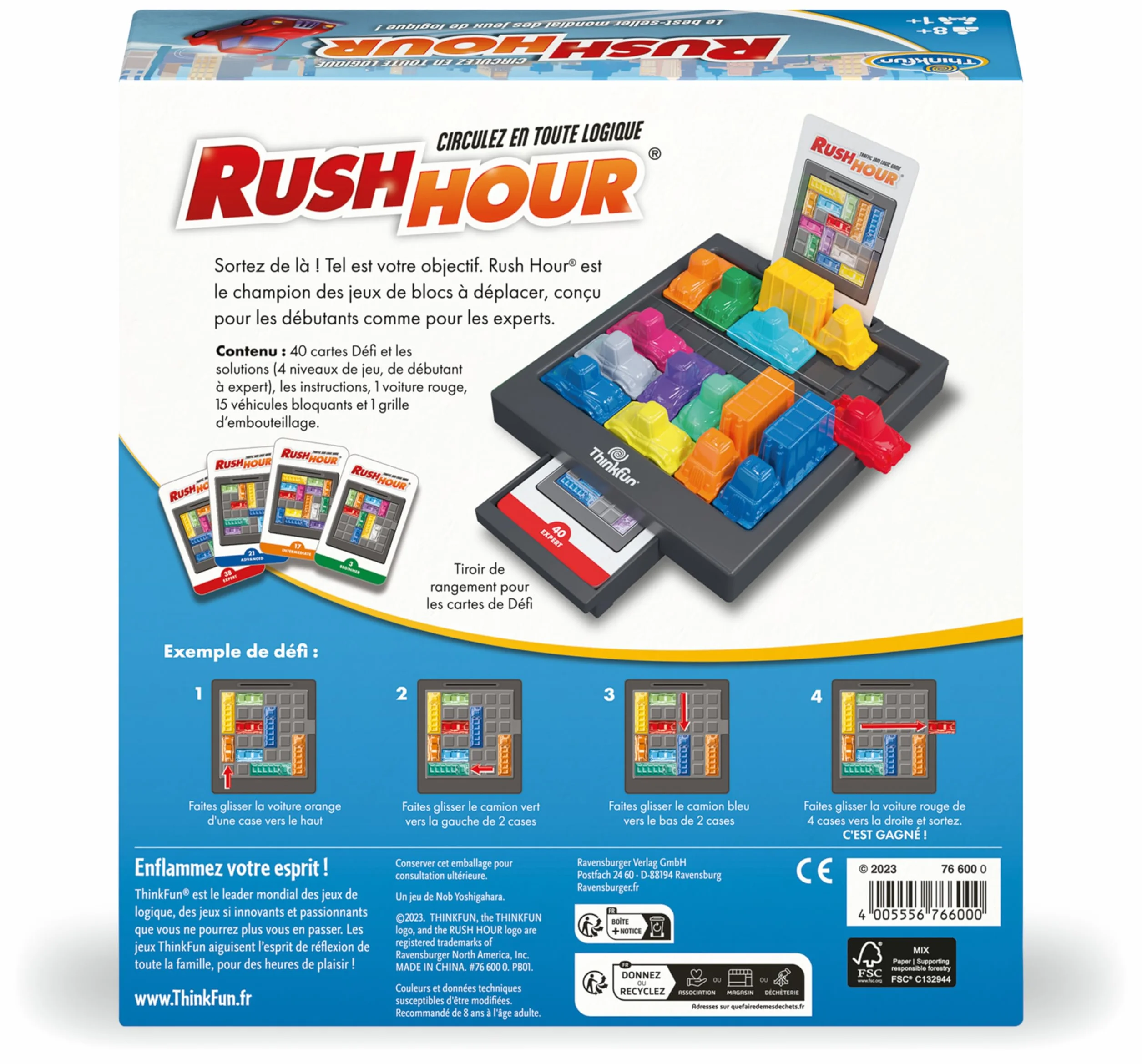 Ravensburger ThinkFun Rush Hour, Jeu de logique d’embouteillage dès 8 Ans, Casse-tête Solo avec 40 défis