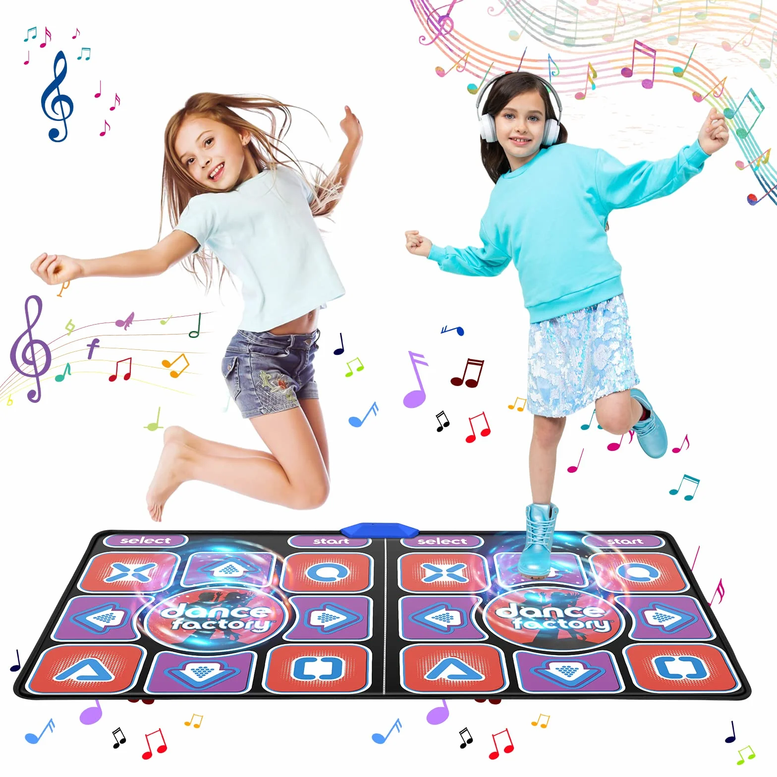 Tapis de Danse Double Ultimate Family Fun antidérapant sans Fil 200 Jeux 100 Morceaux Musique Enfants Adultes 166 x 93 cm