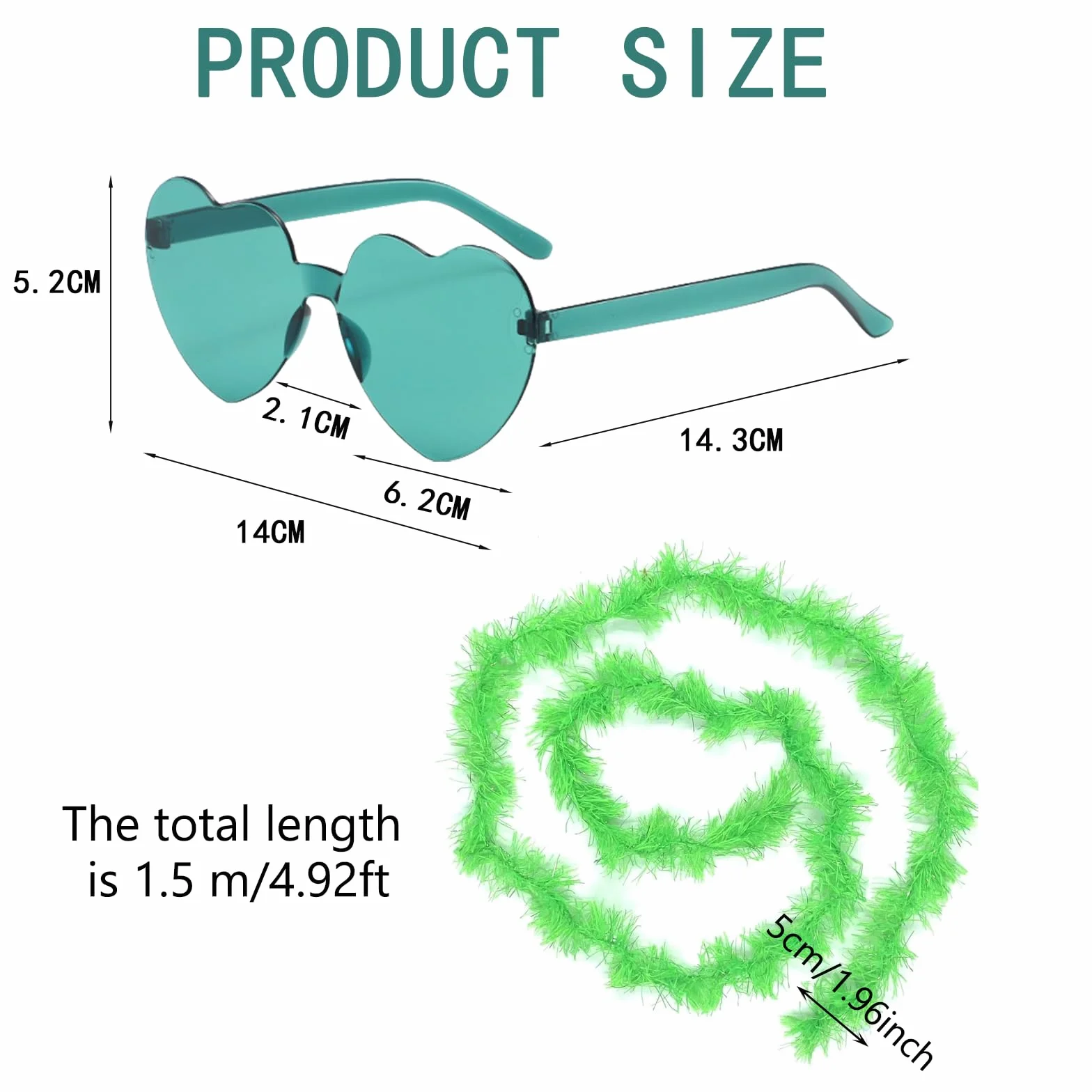 Boas Plumes Déguisement 6 Pcs 6.6ft La Plume Colorées Clapet Lunettes de Soleil Sans Monture pour Cosplay Halloween