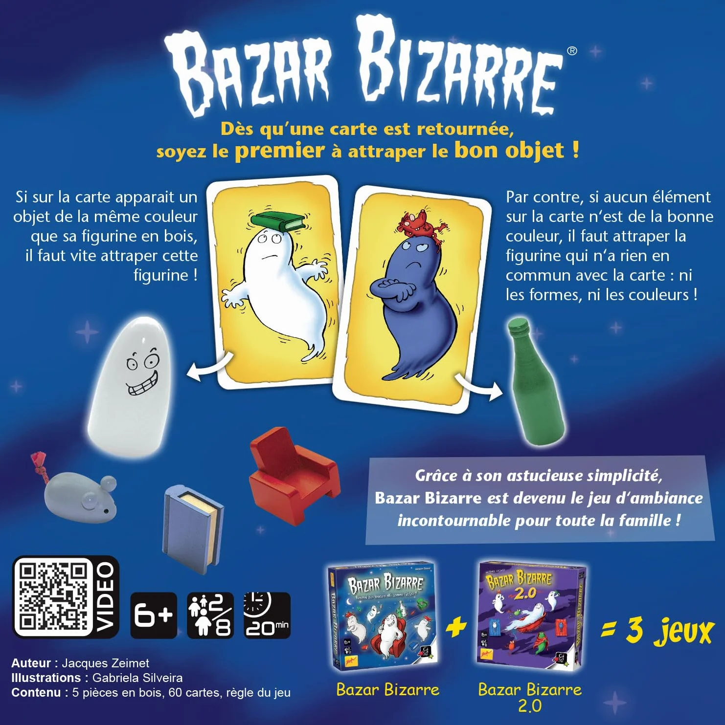 GIGAMIC Bazar Bizarre Jeu de société Défis Visuels dès 6 ans 2 à 8 joueurs 20 Min