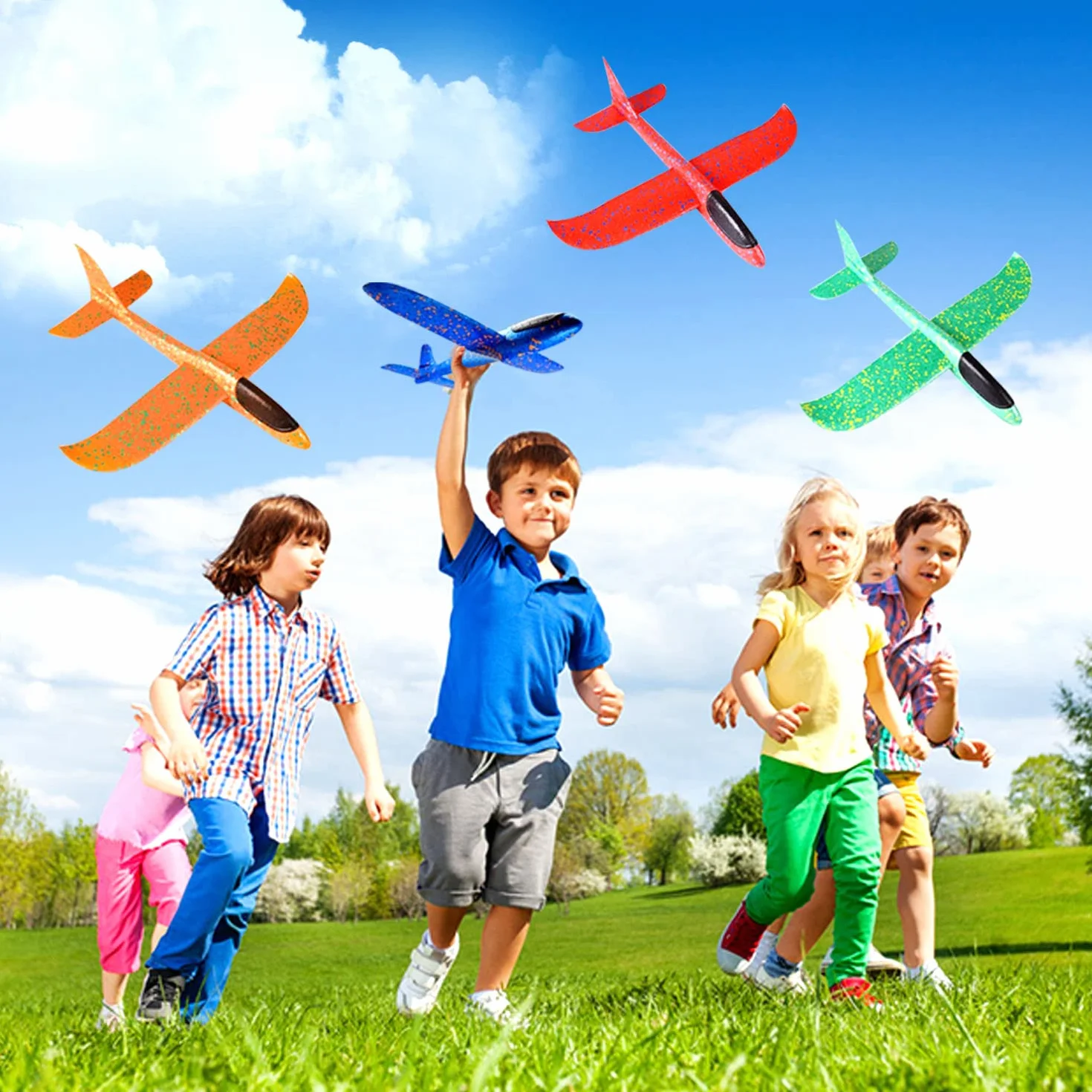 Lot de 4 avions polystyrène pour enfants