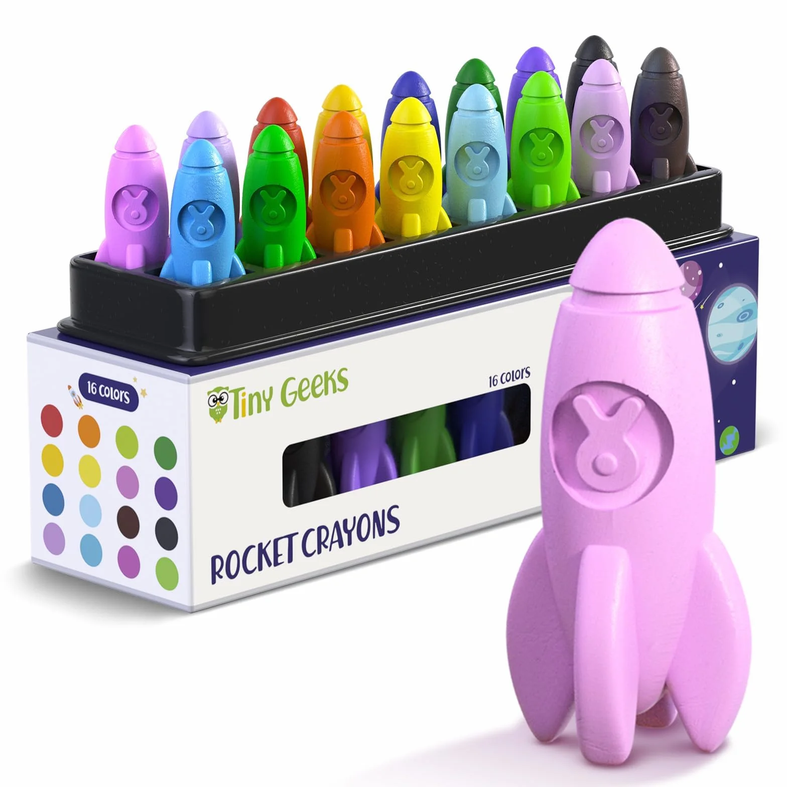 TinyGeeks Crayons Non Toxiques Lavables pour Enfants 3-8 Ans - Crayon Bebe Faciles à Tenir