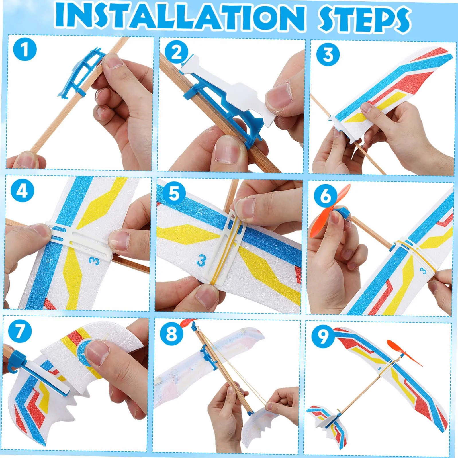 HEMOTON Avion DIY Planeur Mousse Éducatif 5 Pièces