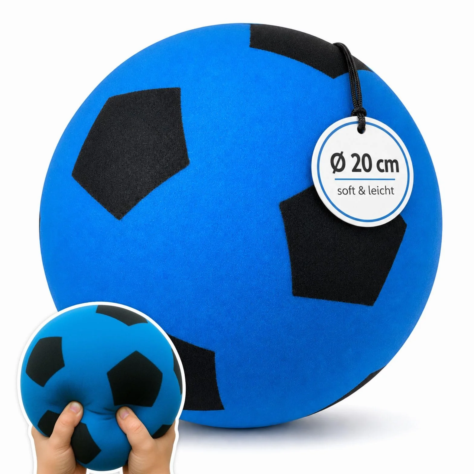 Alldoro 63105 Balle en Mousse Design Football 20 cm pour Enfants 18 Mois Bleu