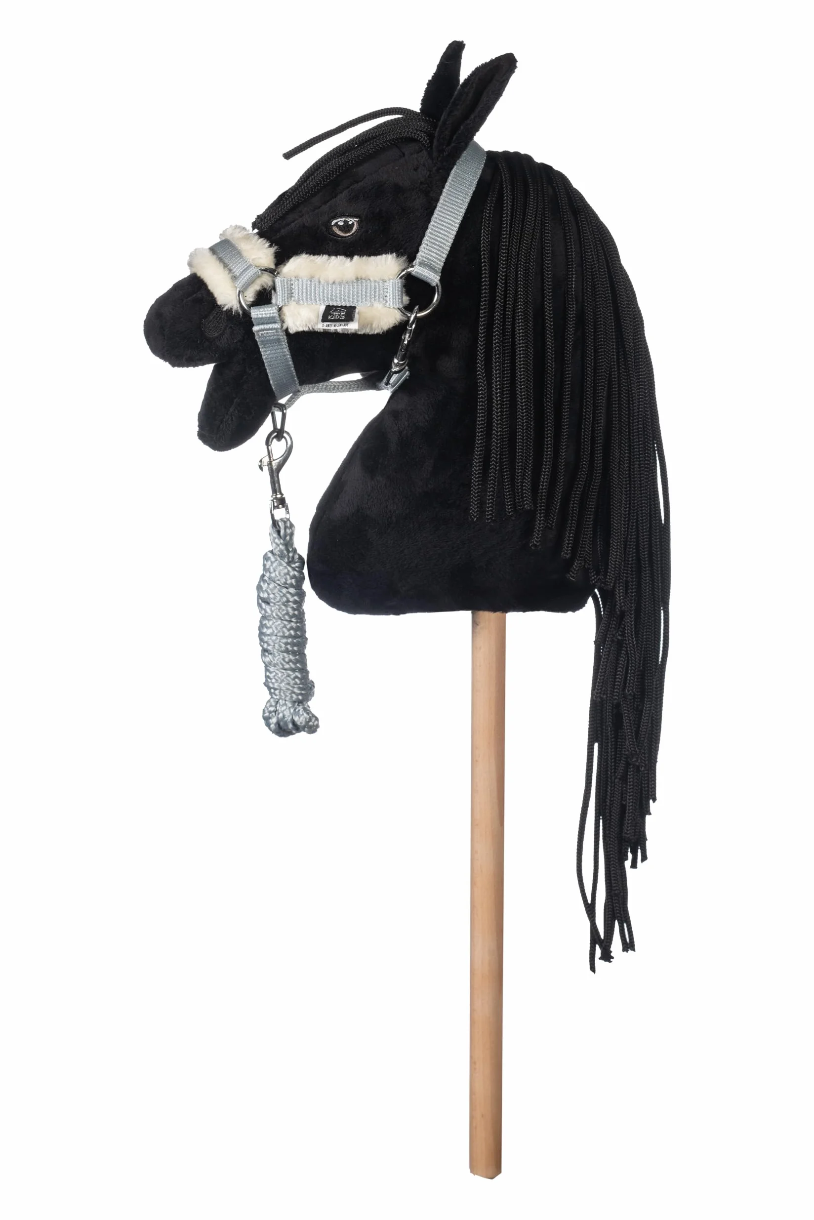 HKM Kids Hobby Horse Cheval de bataille noir avec licol et longe gris
