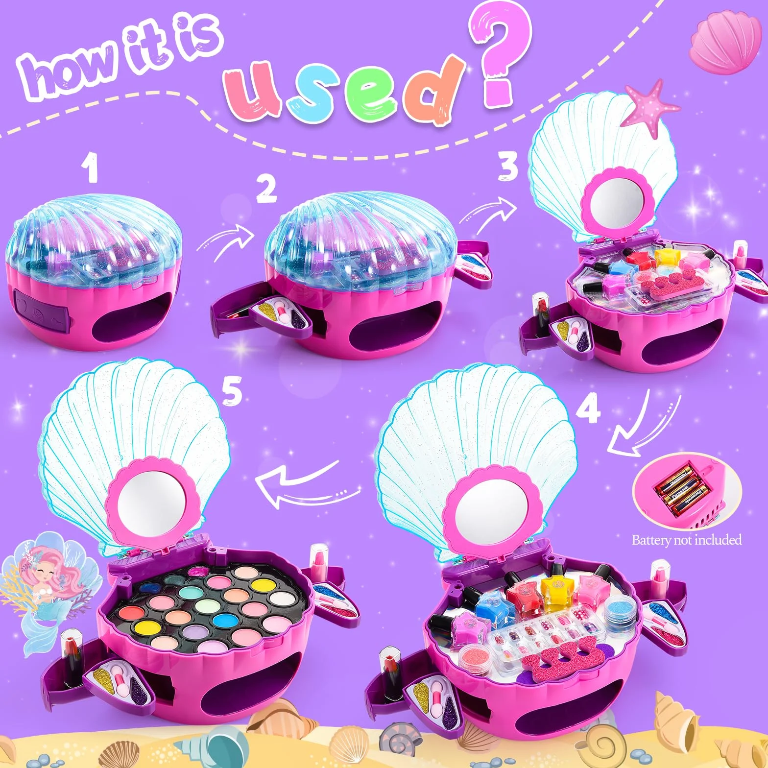 Maquillage Enfant Fille Coffret Maquillage pour Enfants 4-10 Ans Vernis Enfant à l'eau Cadeau Noël Anniversaire