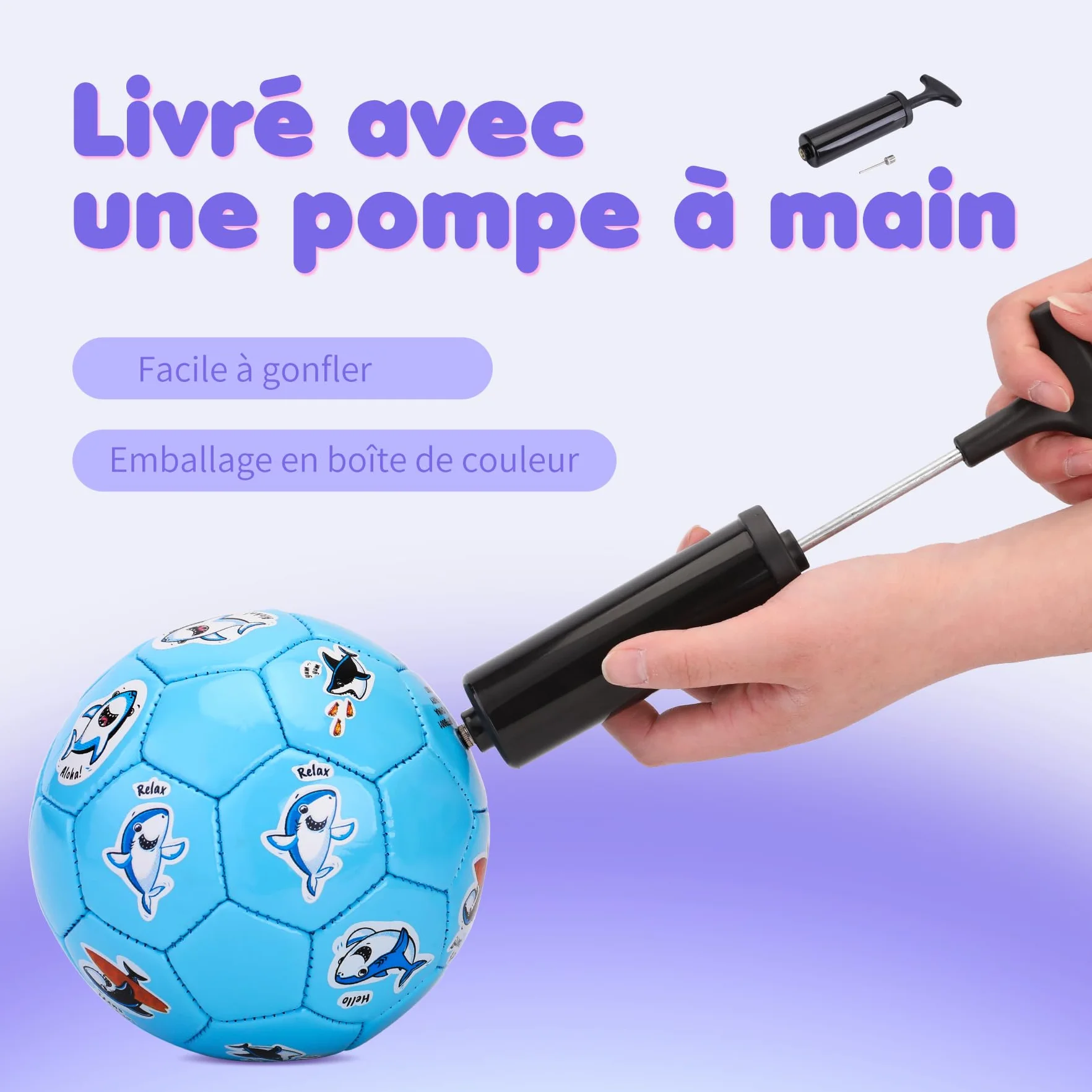 U&C Planet Ballon de Foot Taille 2 pour Enfants avec Pompe – Motif Animal, Jeu Intérieur Extérieur