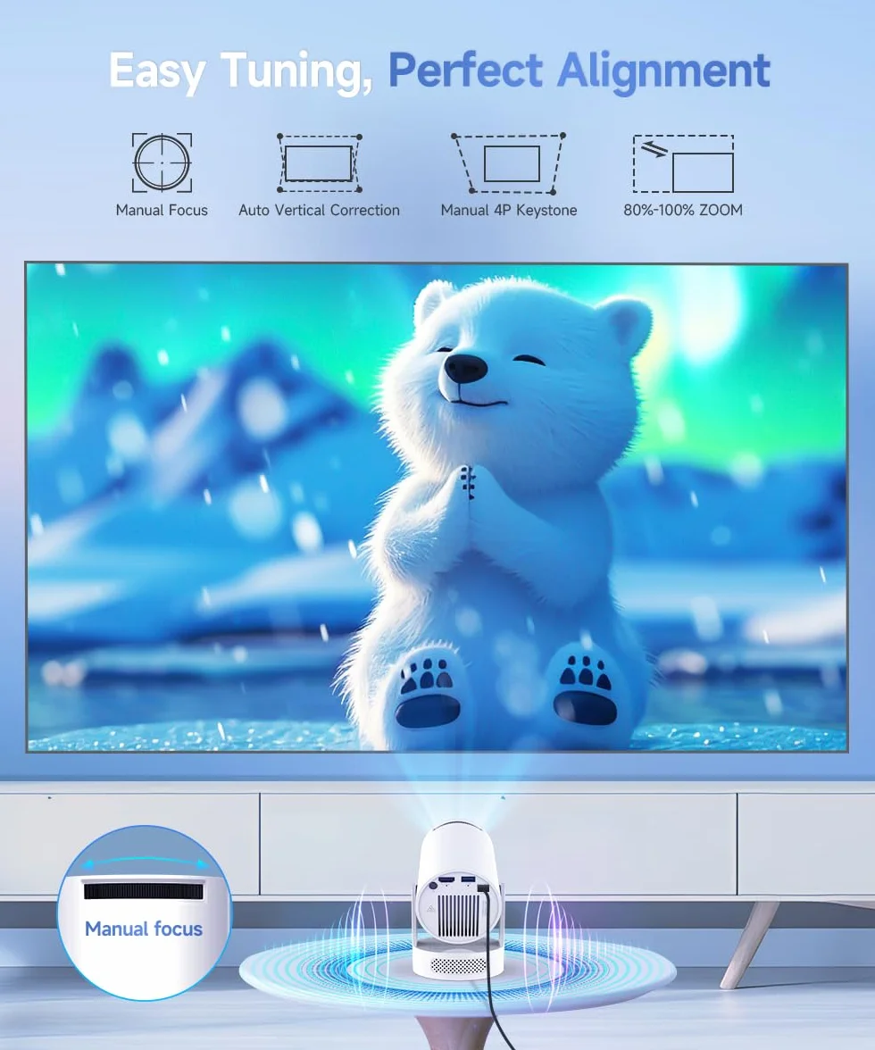 Magcubic HY300pro+ Vidéoprojecteur Mini Projecteur 4K Portable WiFi6 BT5.4 Rotation 180° Haut-Parleur 5W