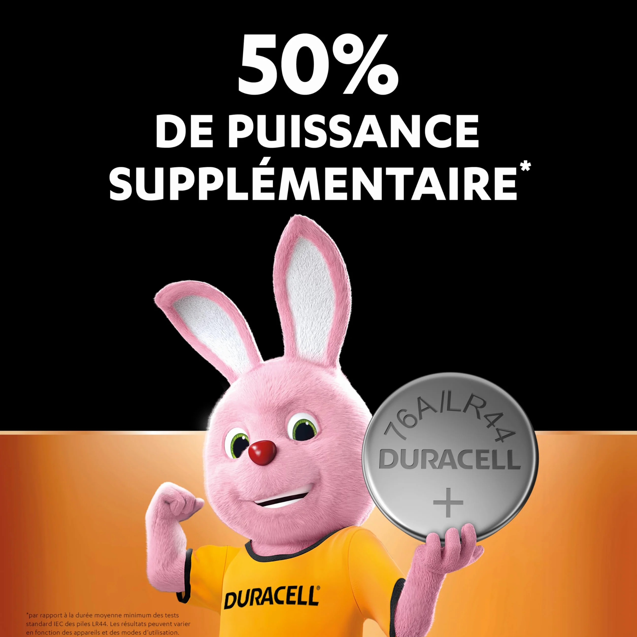 DURACELL LR44 Piles alcalines 1,5V (A76) Lot de 4 – +50% Puissance – Conservation 5 Ans – Prévention des fuites