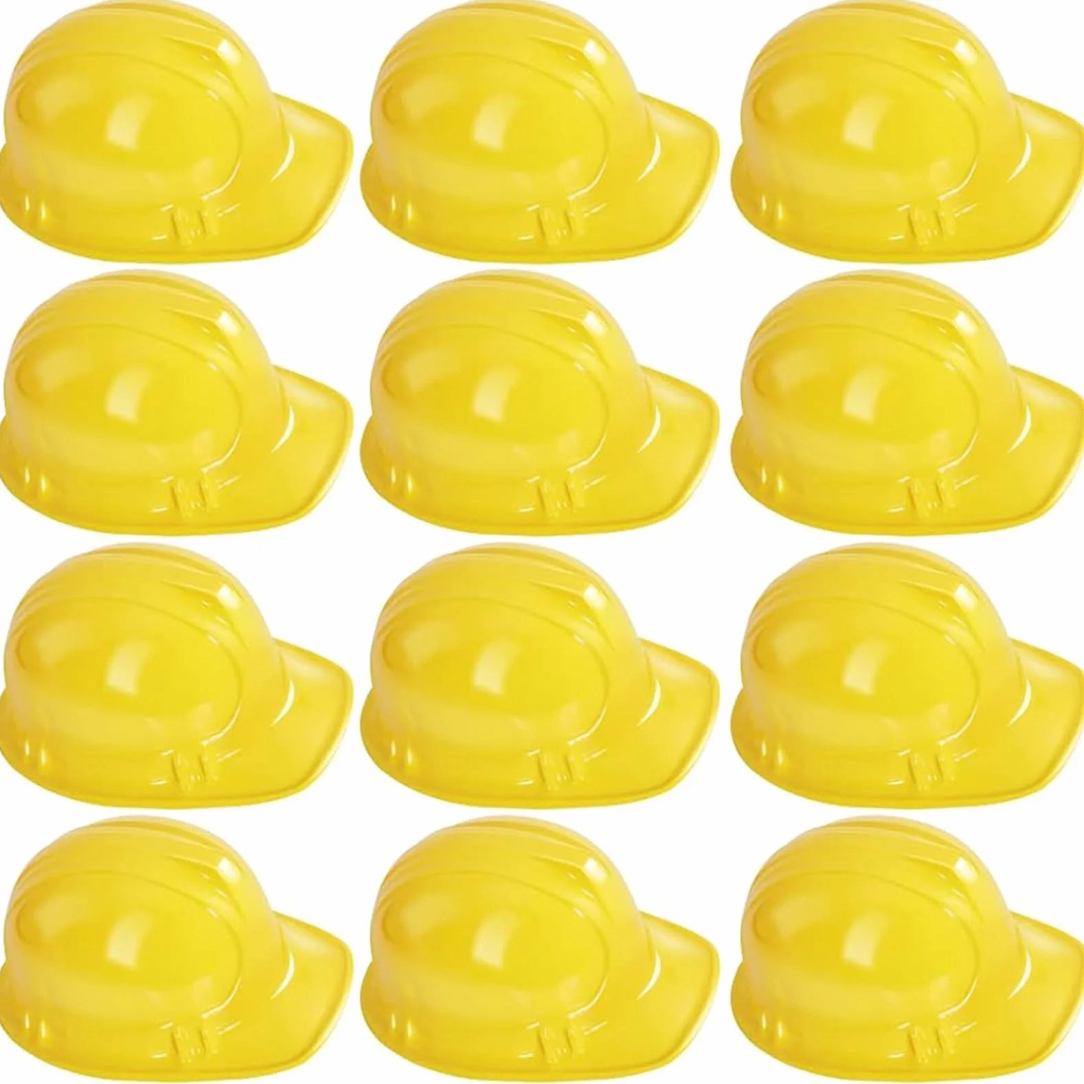 Lot de 12 casques de chantier pour enfants jaunes réutilisables souples